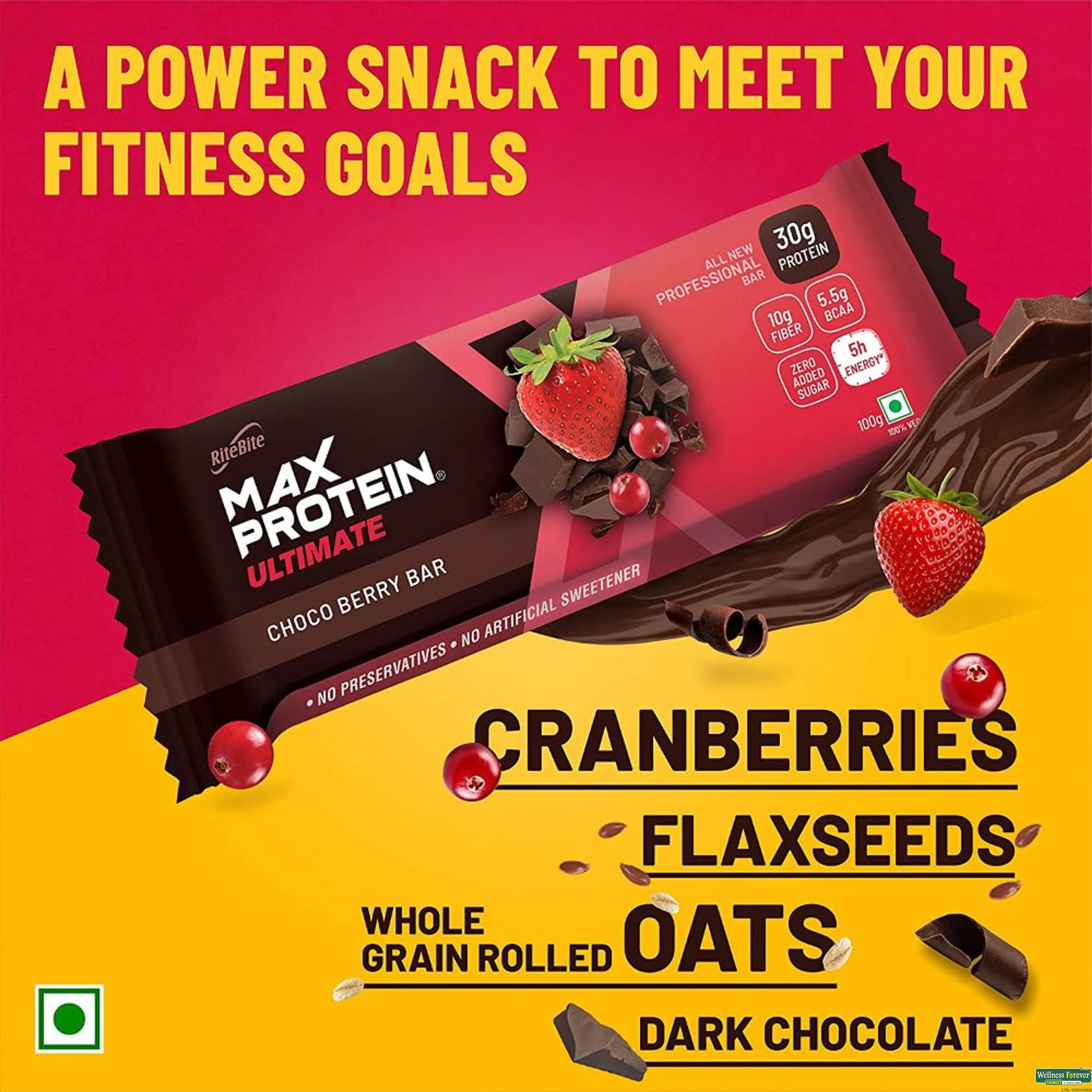 RITE B ENERGY BAR MAX PRO CHOC BERR 30GM-image