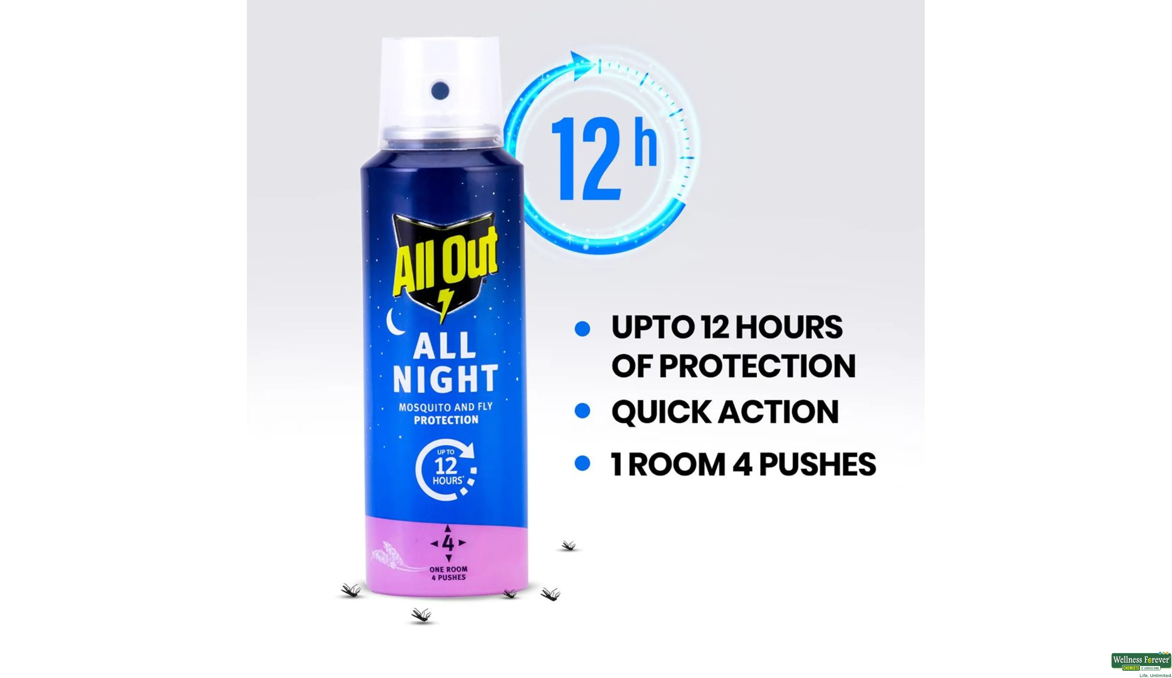 ALLOUT SPRAY MOSQUITO/FLY ALL NIGHT 30ML- 3, 30ML, 