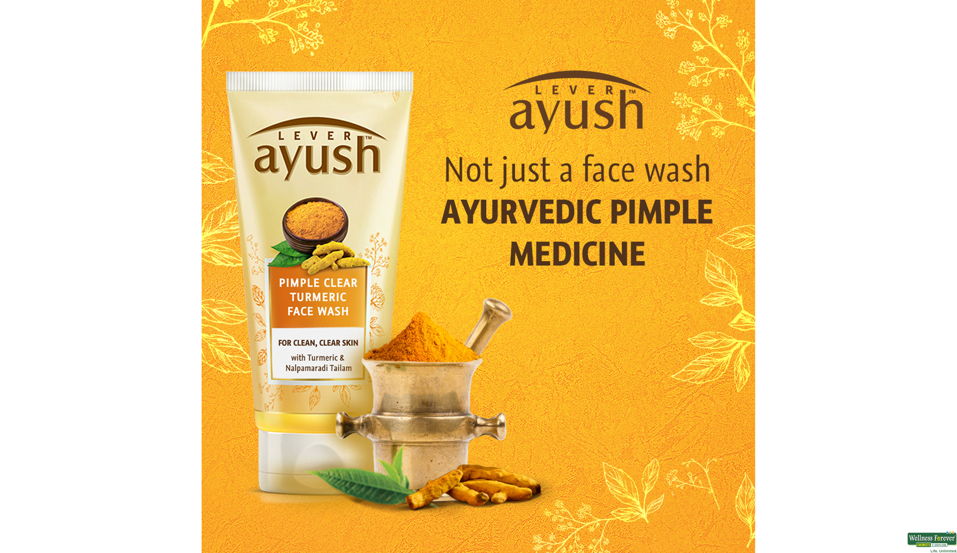 AYUSH F/WASH ANTI PIMPLE TURMERIC 40GM- 7, 40GM, 