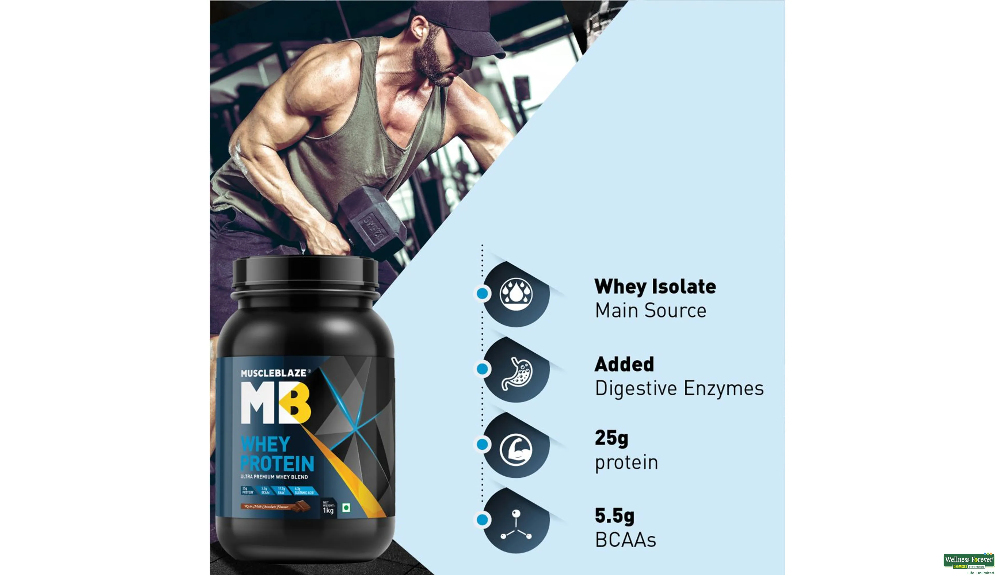 MB PWDR WHEY PROTEIN CHOC 1KG- 7, 1KG, 