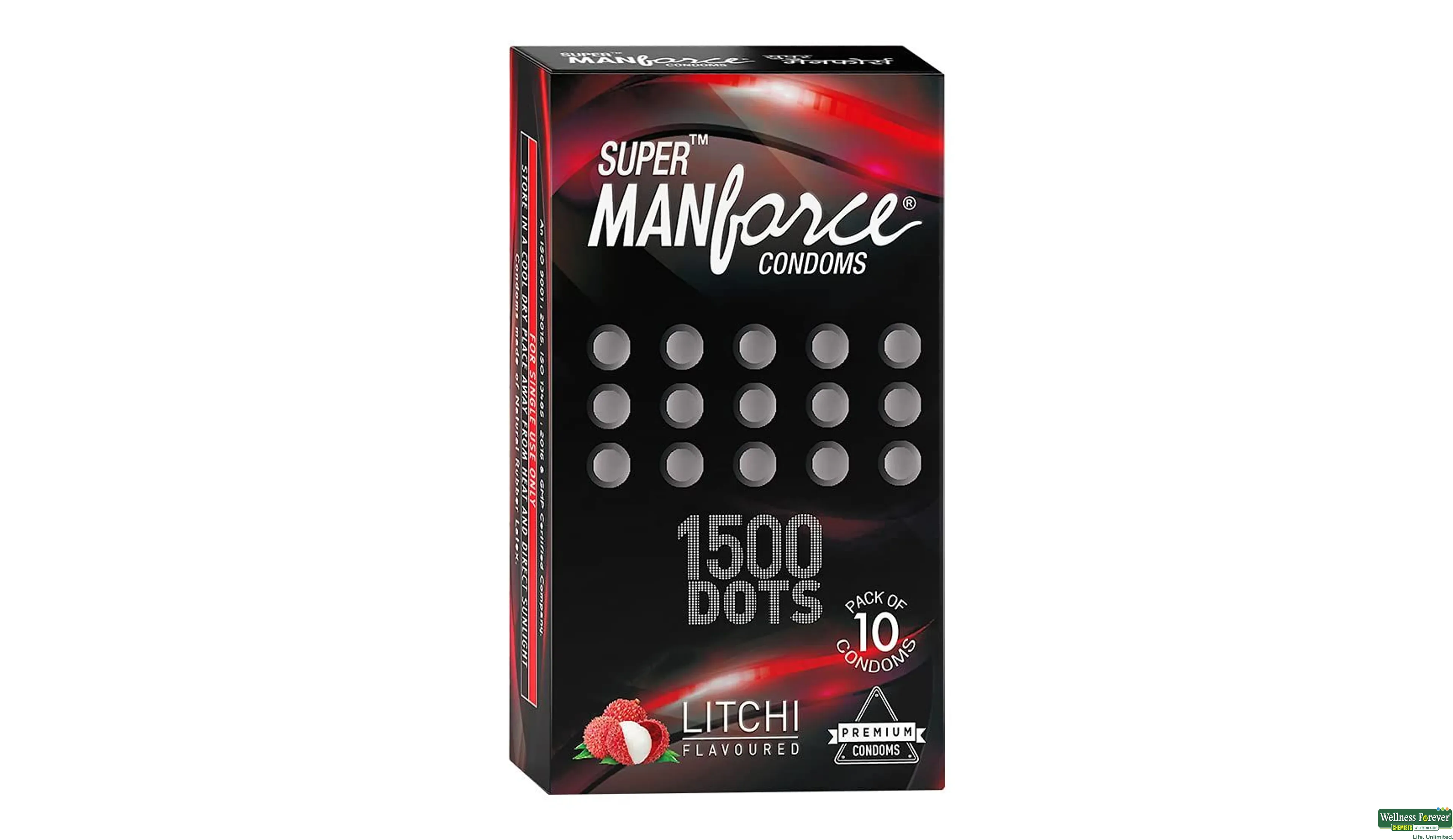 MANFORCE CONDOM 1500 DOTS LITCHI 10PC- 1, 10PC, 