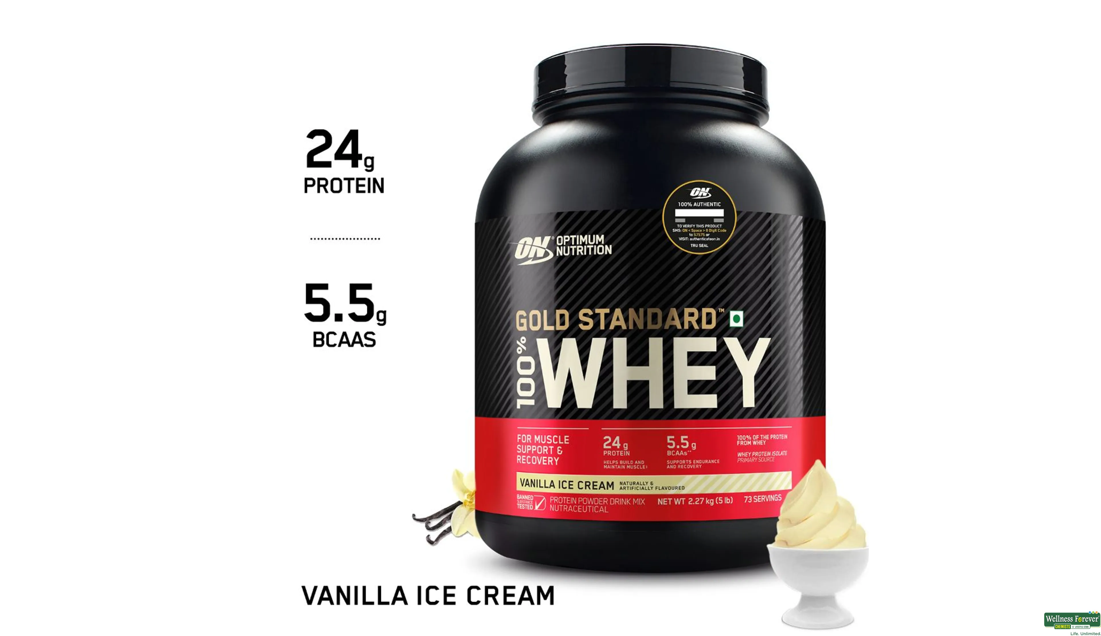 ON WHEY GOLD STAND 100% VAN ICE CRM 5LBS- 10, 5LBS, 