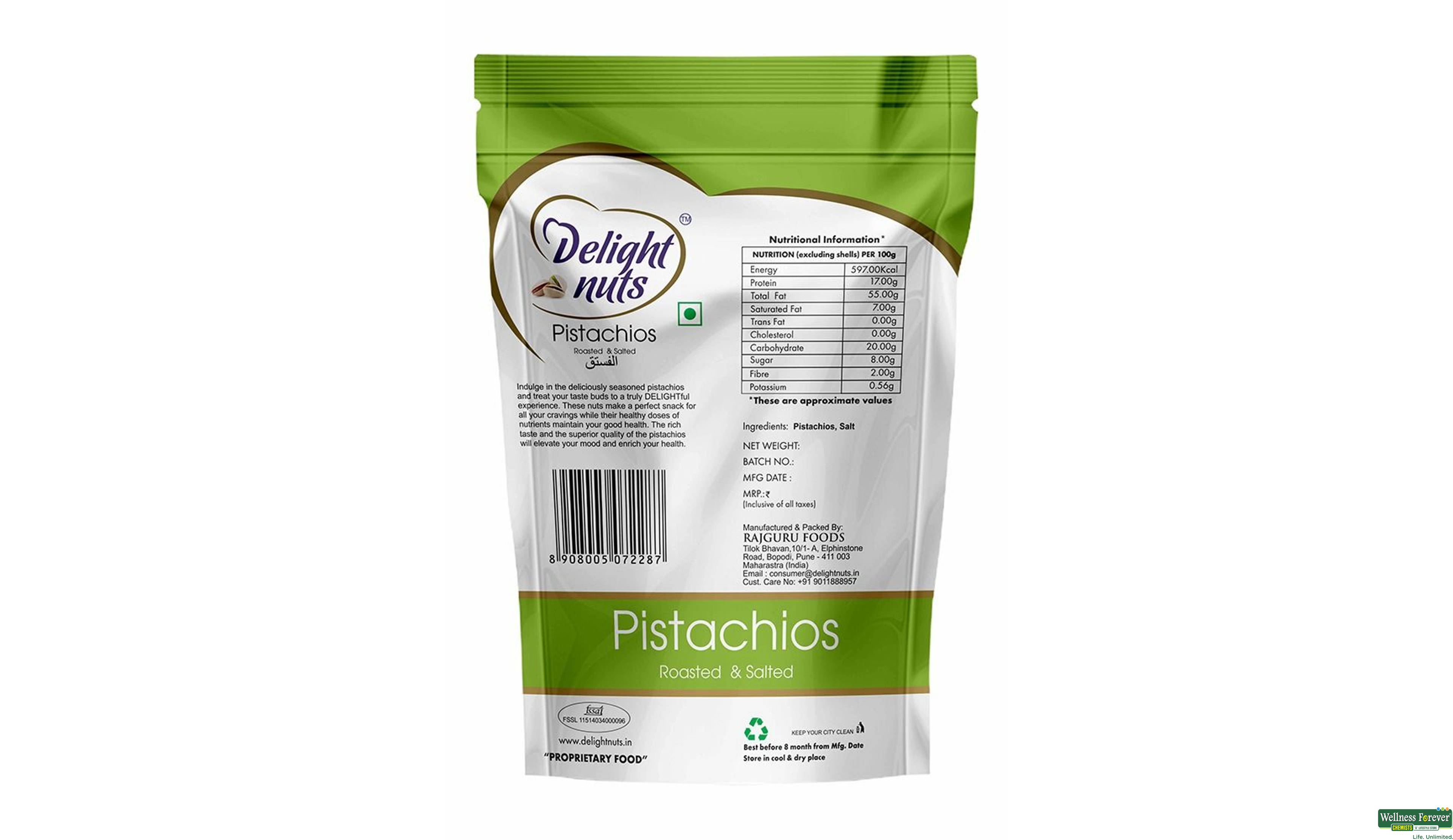 DELIGHT NUTS R/S PISTACHIOS 200GM- 2, 200GM, 