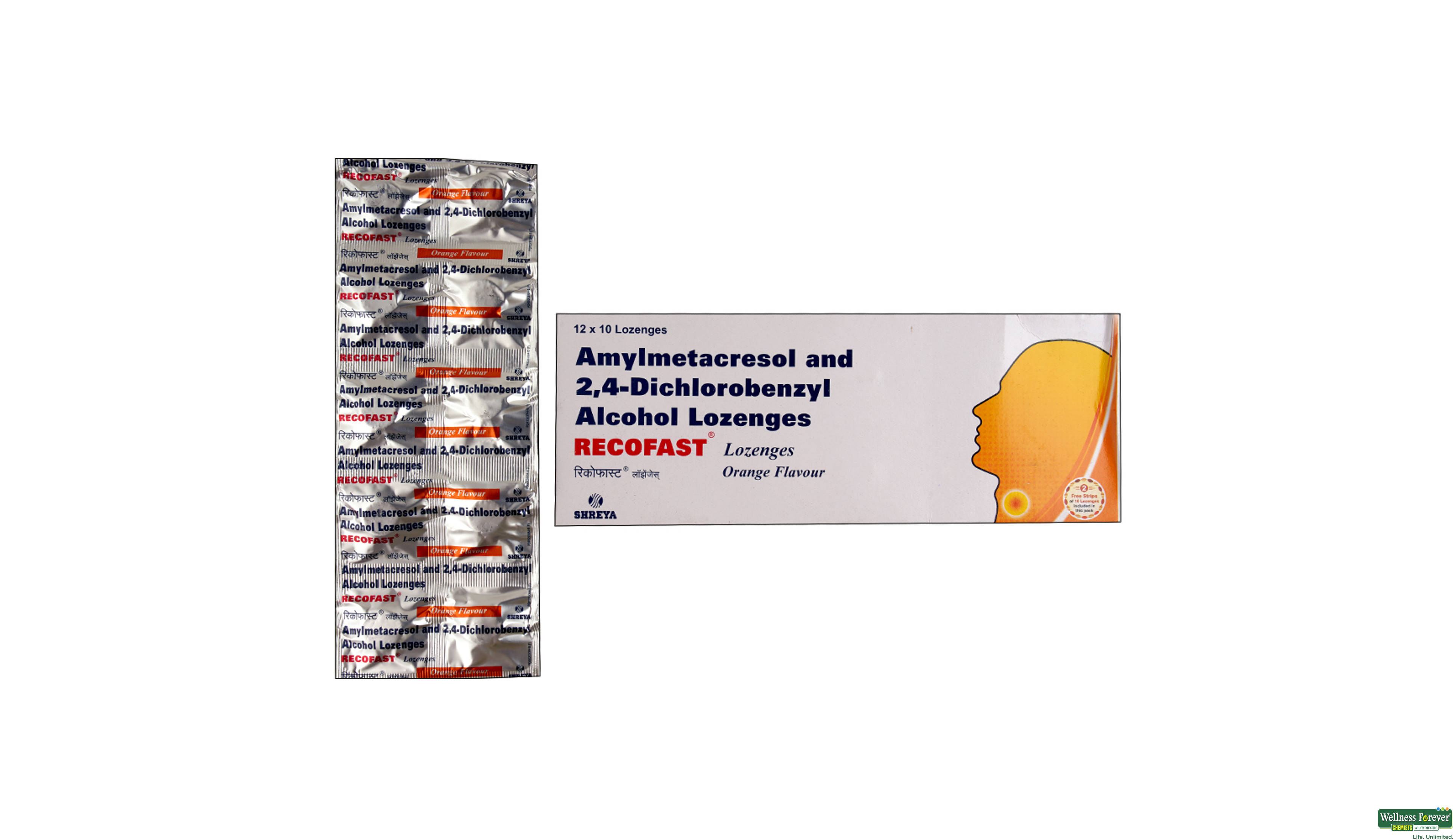RECOFAST ORANGE LOZENGES 10TAB- 1, 10TAB, 