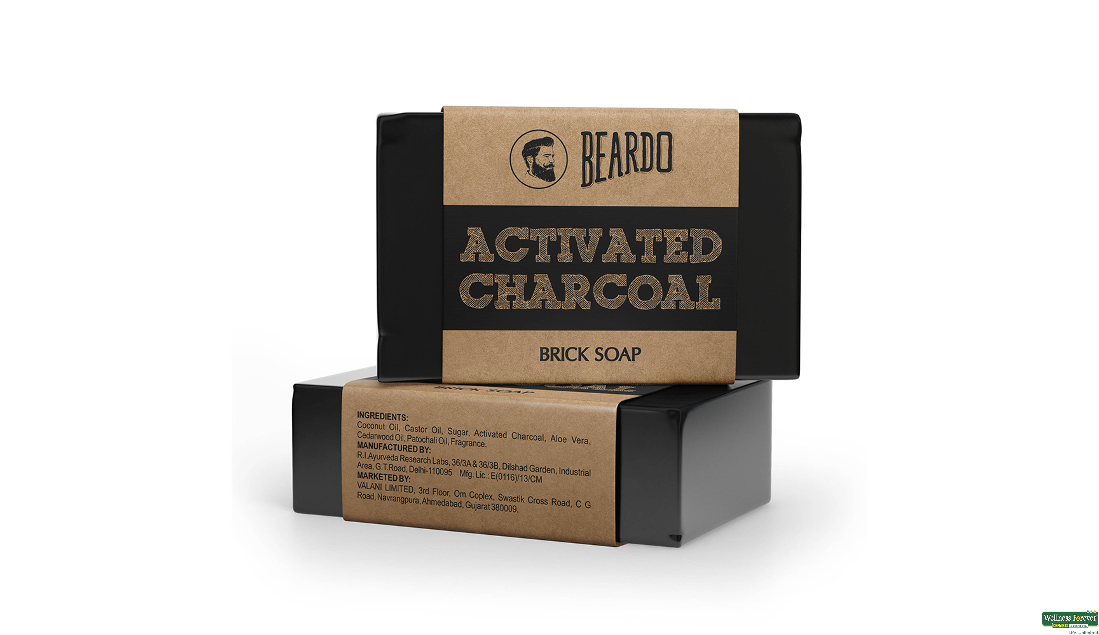 BEARDO F/SOAP ACTIVATED CHARCOAL 125GM- 2, 125GM, 