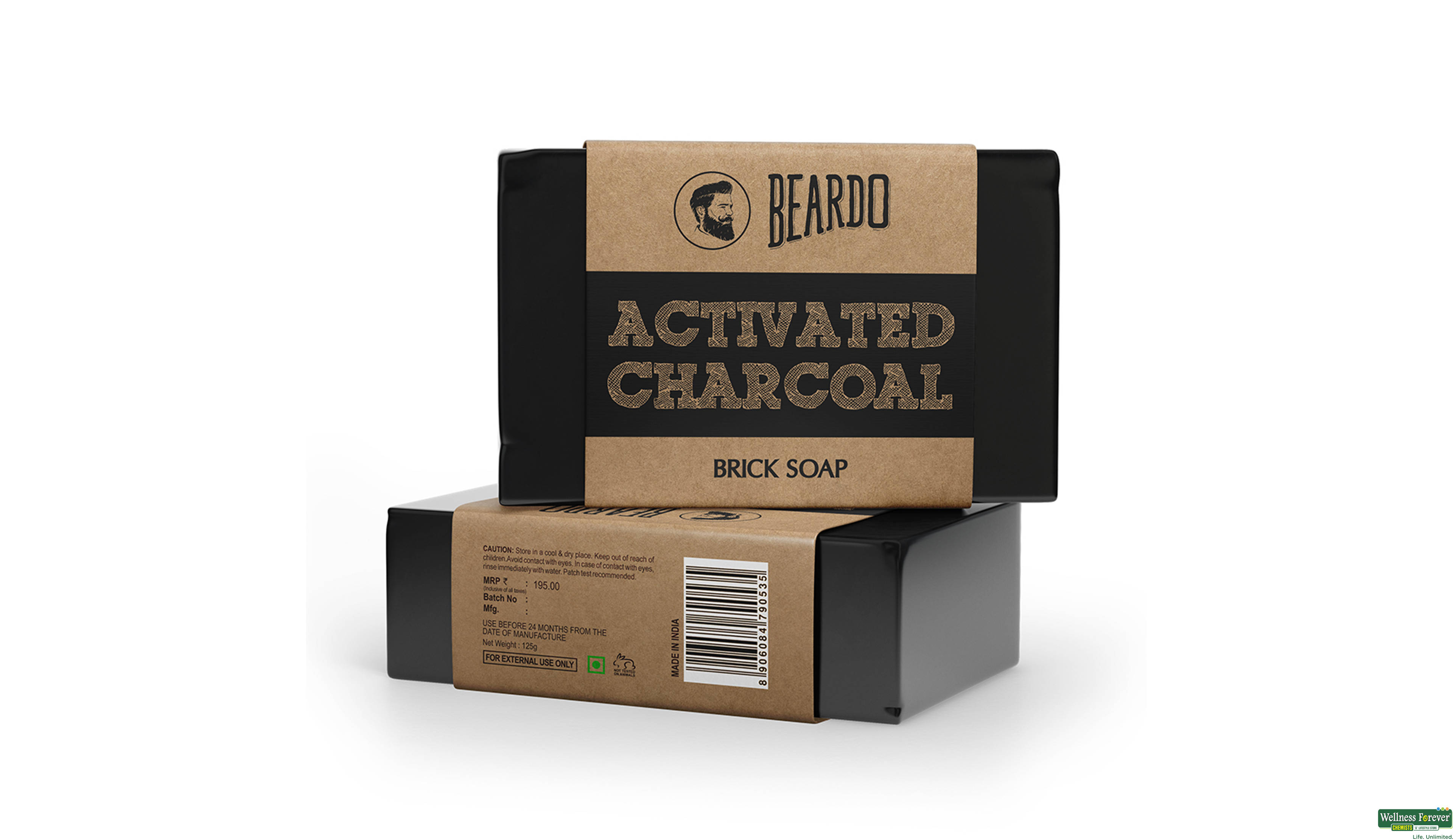 BEARDO F/SOAP ACTIVATED CHARCOAL 125GM- 3, 125GM, 