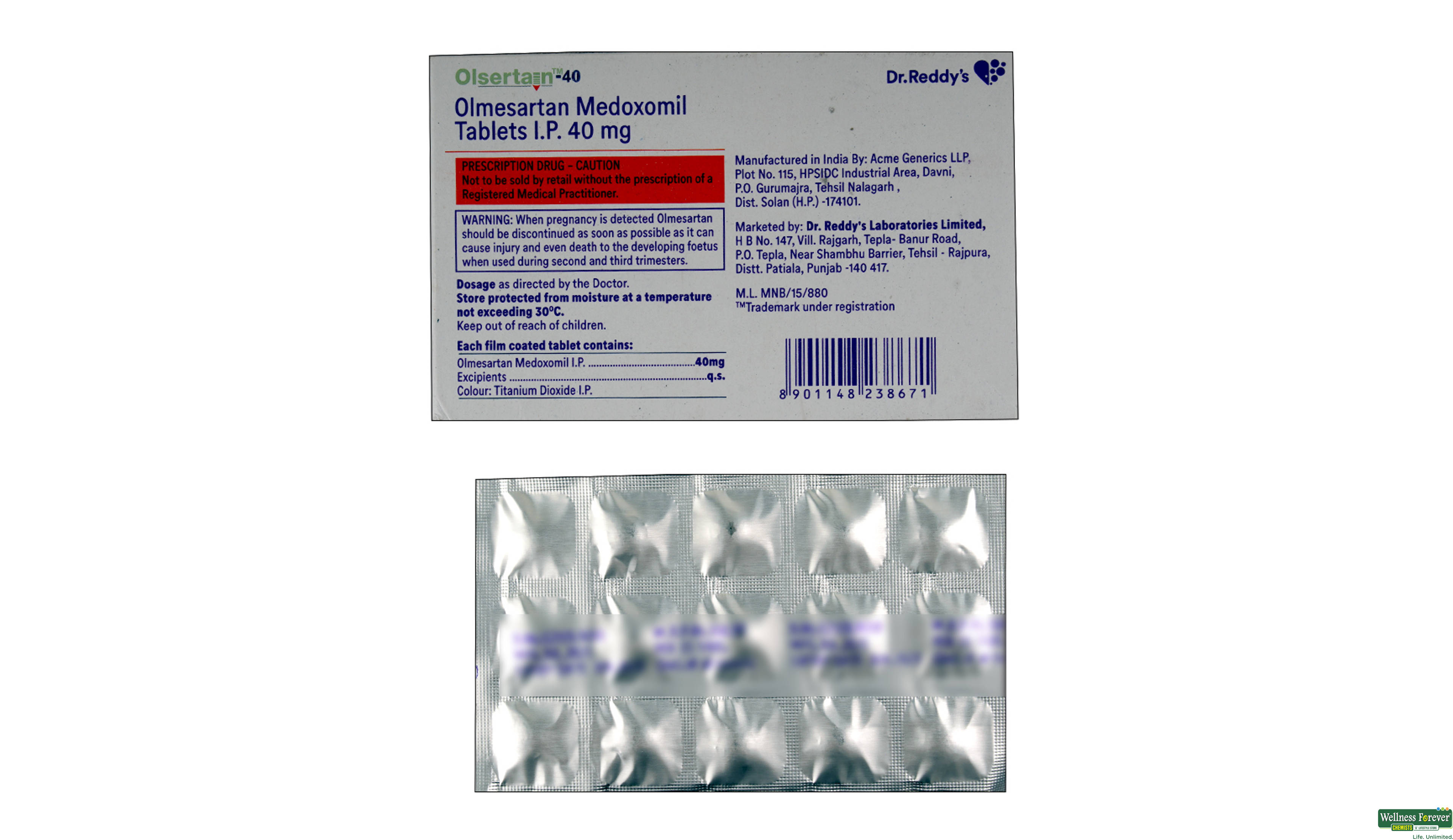 OLSERTAIN 40MG 15TAB- 2, 15TAB, 