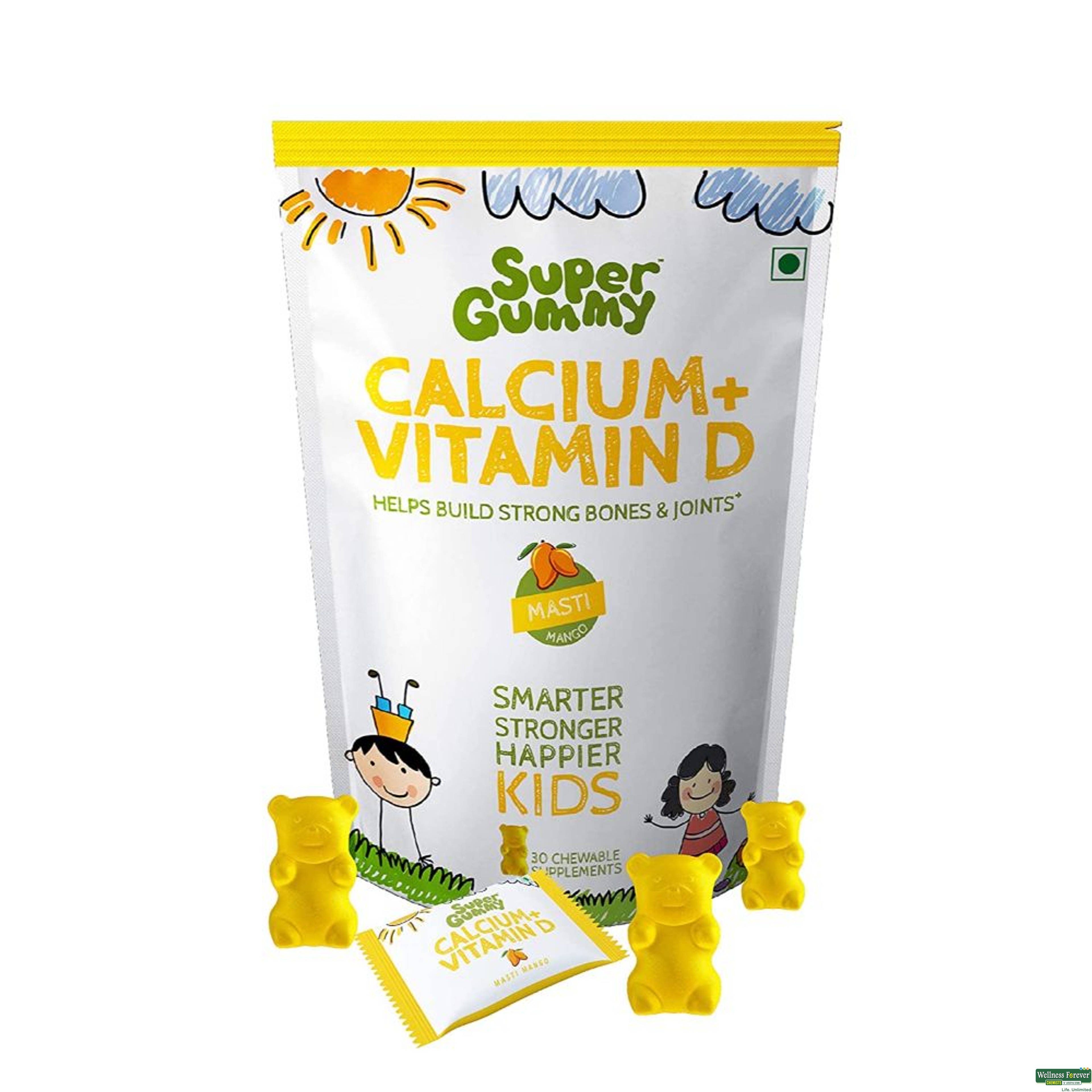 Super Gummy Calcium & Vitamin-D Gummies for Kids 30 Gummies-image
