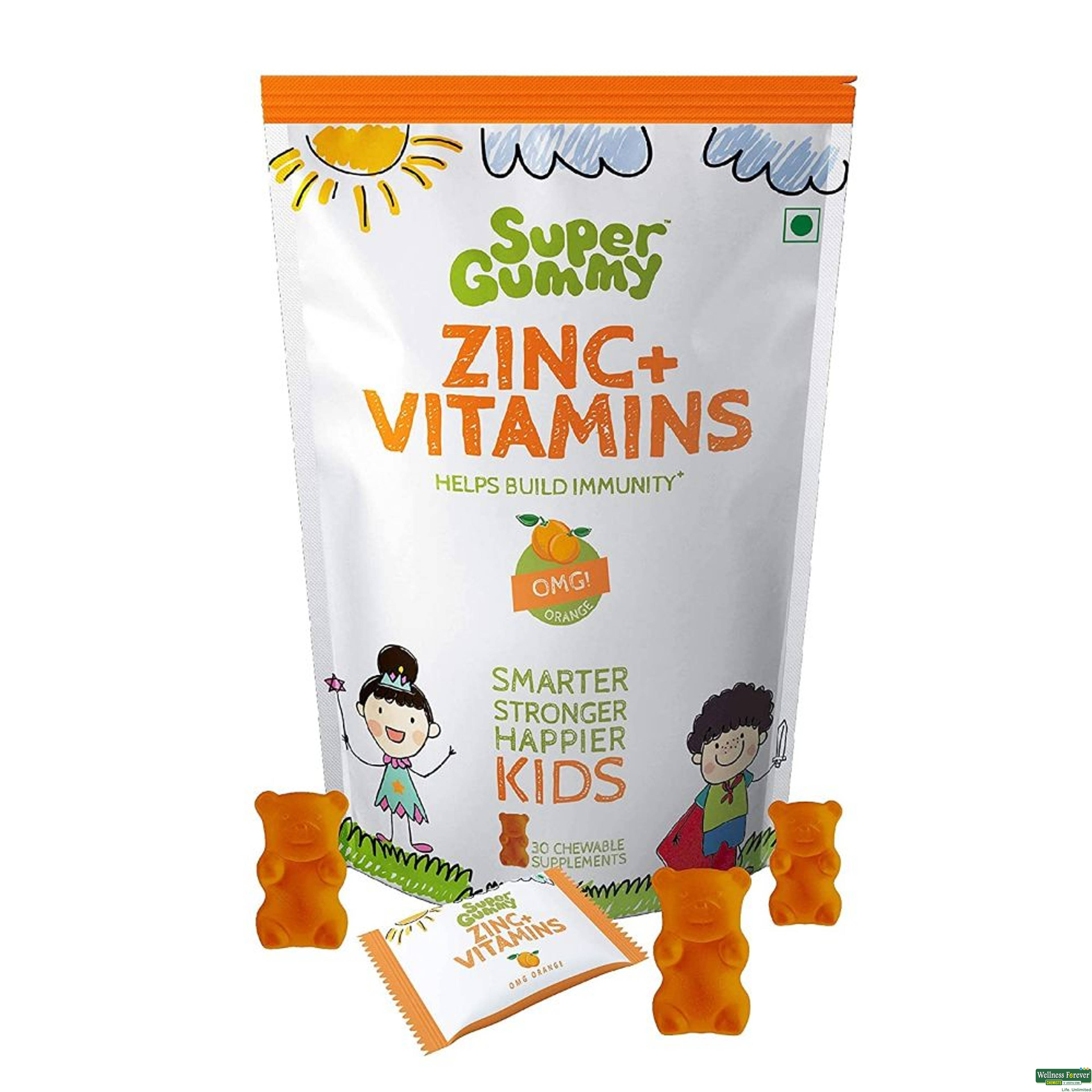 Super Gummy Zinc & Calcium & Iron Vitamins Gummies for Kids 30 Gummies-image