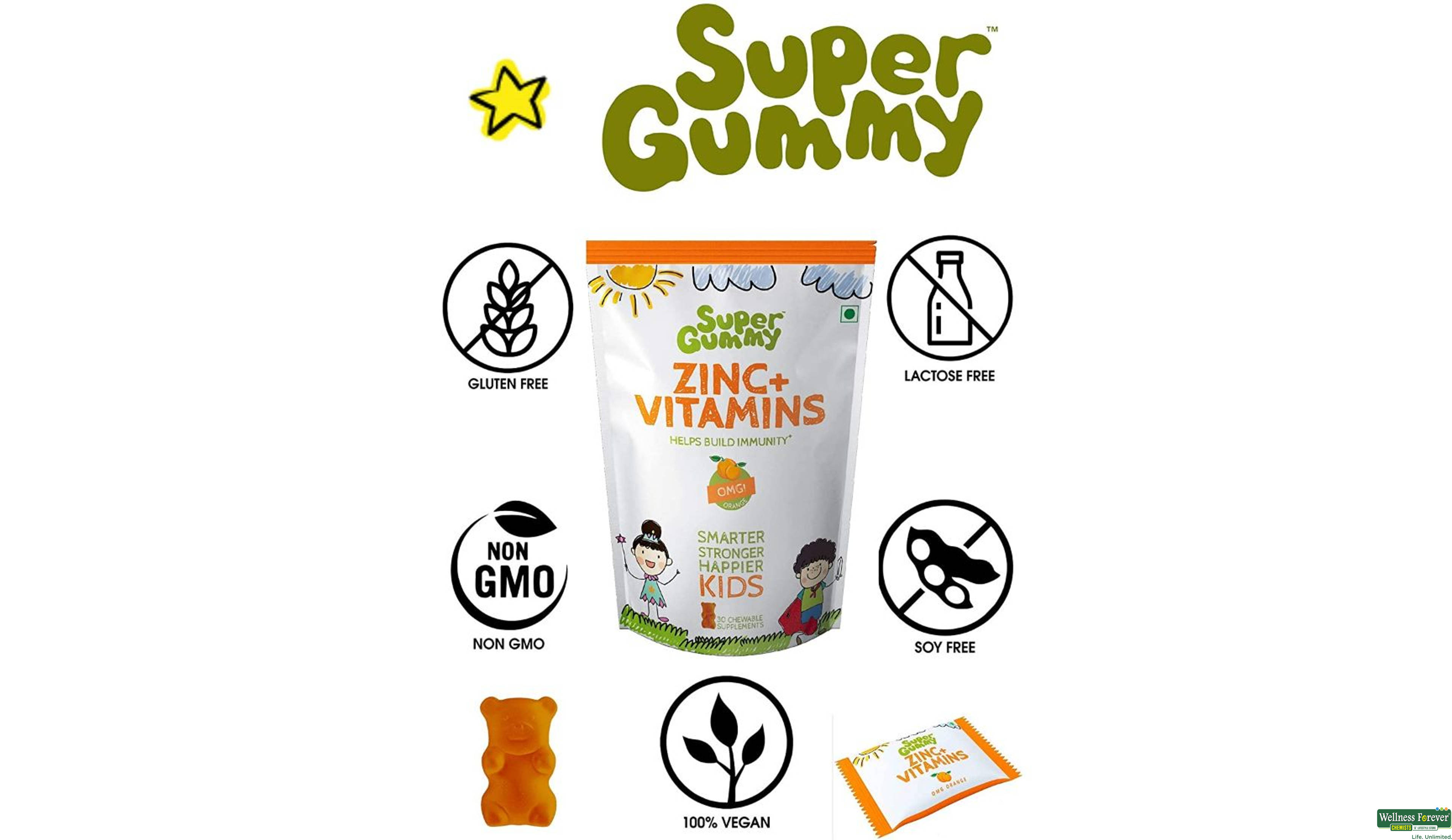 SUPER GUMMY ZINC/VITAMINS 30CHEW- 4, 30PC, null