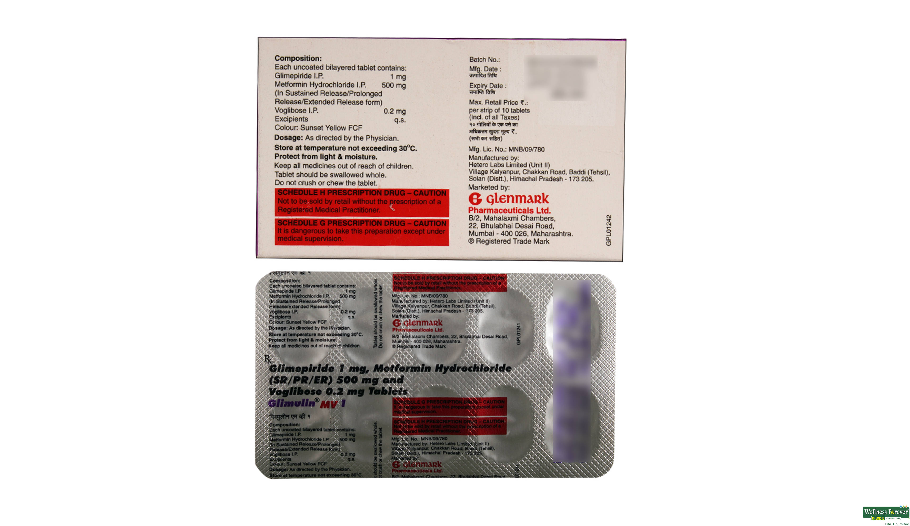 GLIMULIN-MV 1MG 10TAB- 2, 10TAB, 