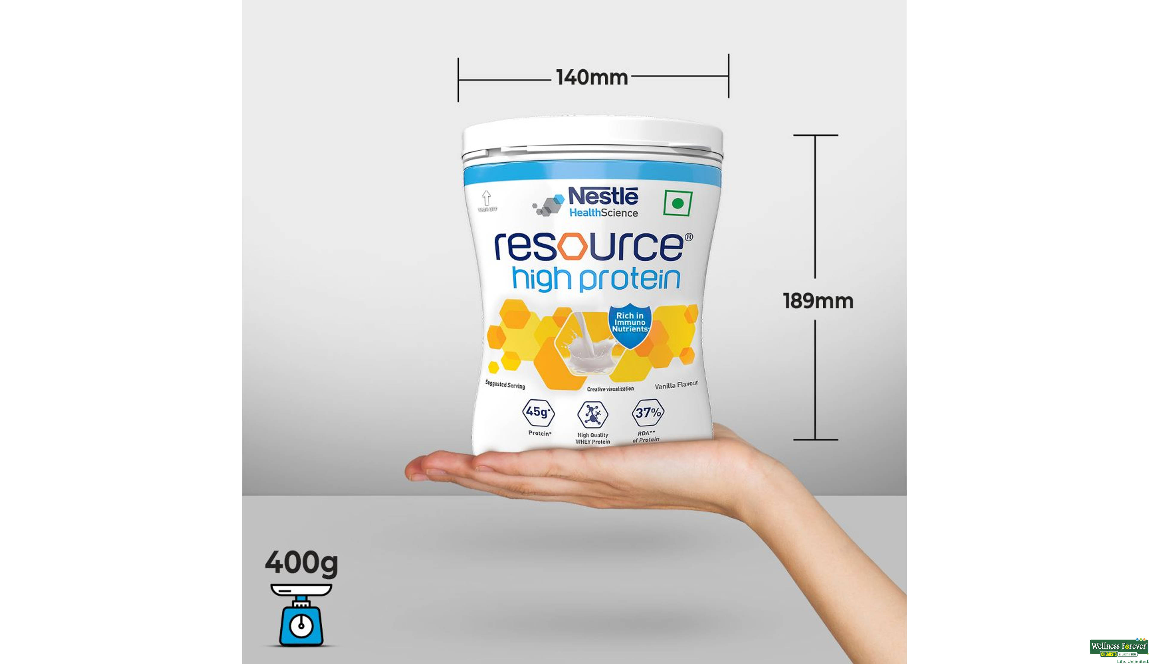 RESOURCE HIGH PROTEIN VANILLA PWDR 400GM- 6, 400GM, 