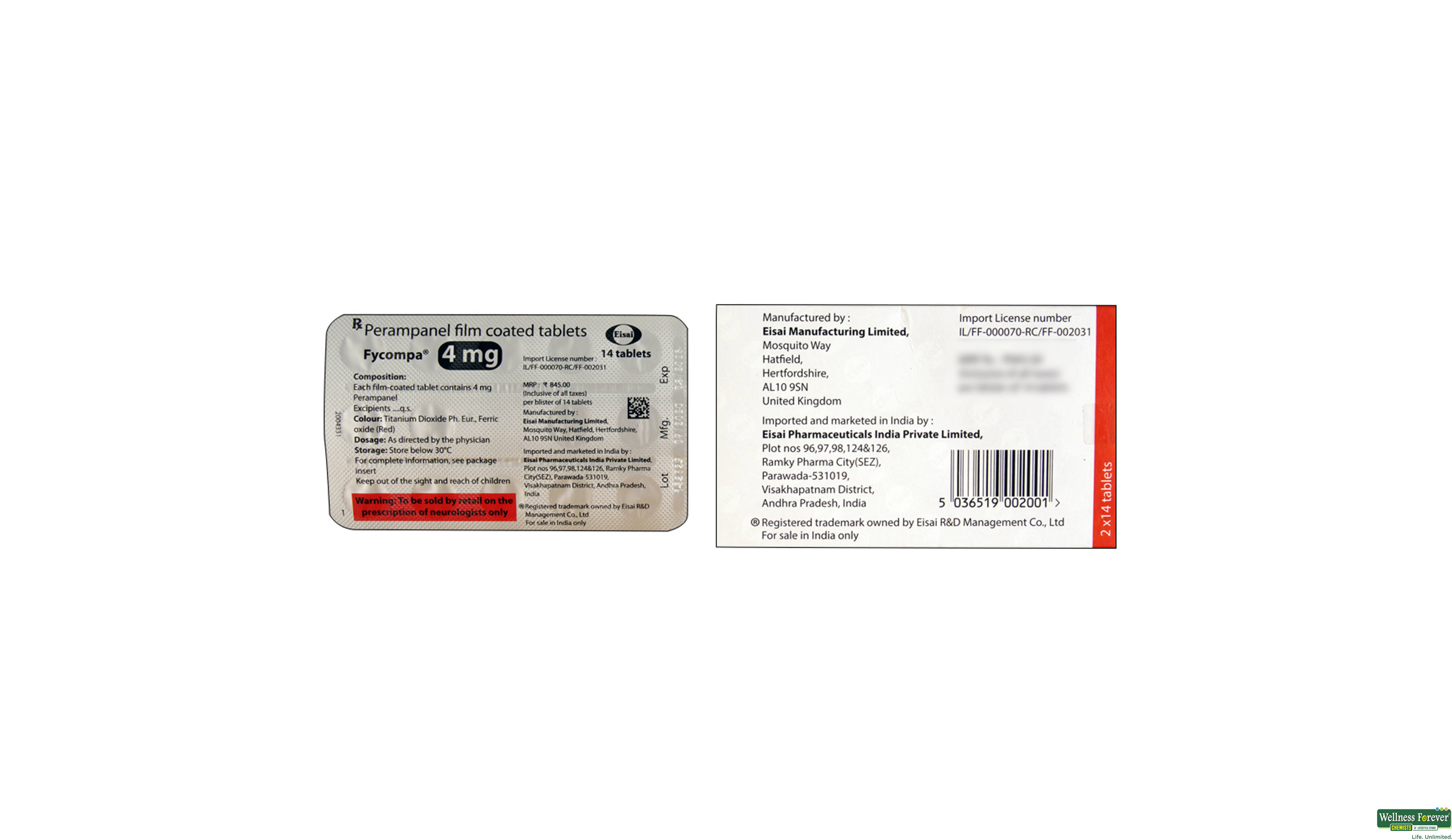 FYCOMPA 4MG 14TAB- 2, 14TAB, 