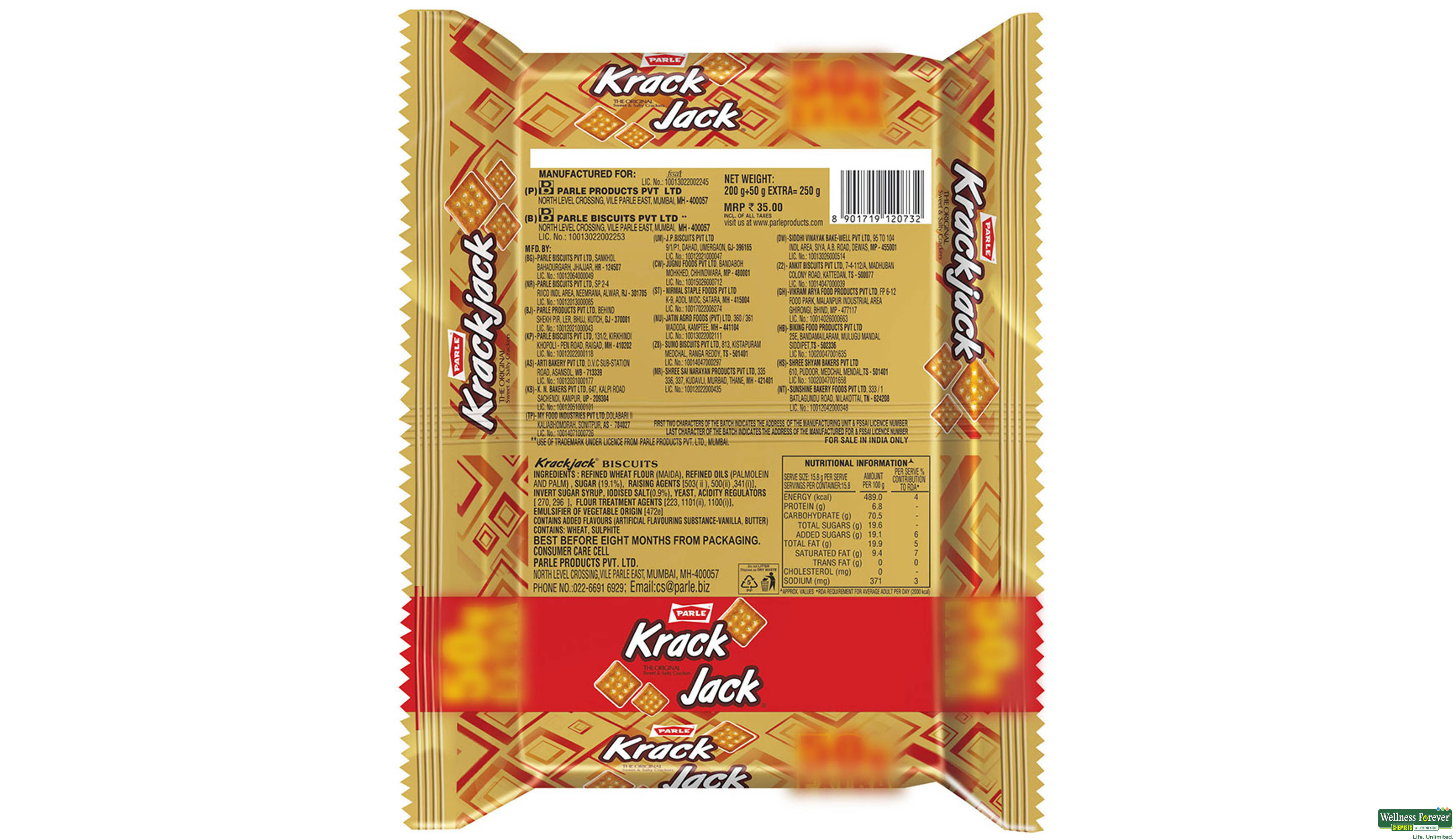 PARLE BISC KRACKJACK 176.4G- 2, 176.4GM, 