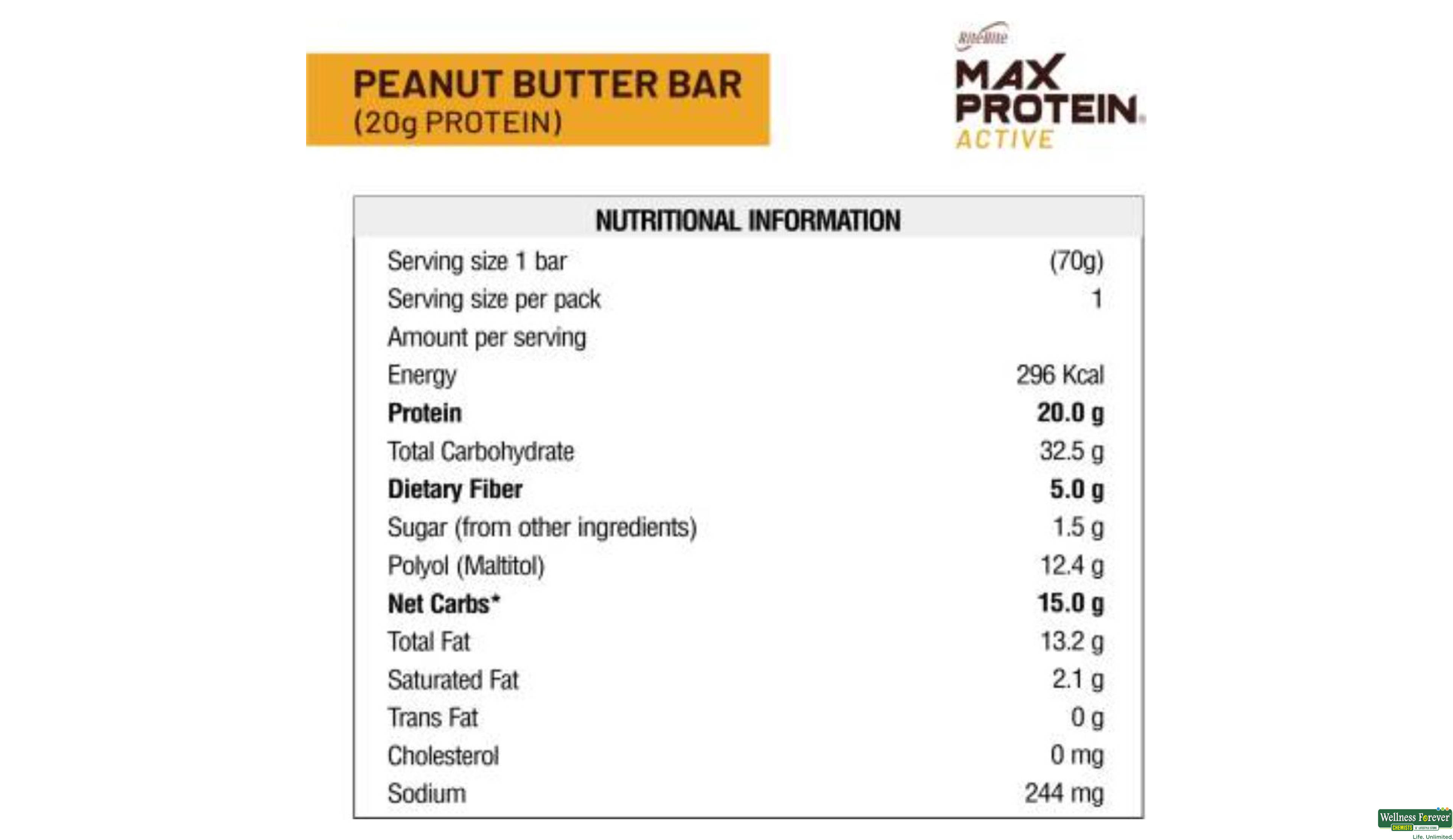 RITE B MAX PROTEIN ACT PEANUT BTR 70GM- 3, 70GM, null