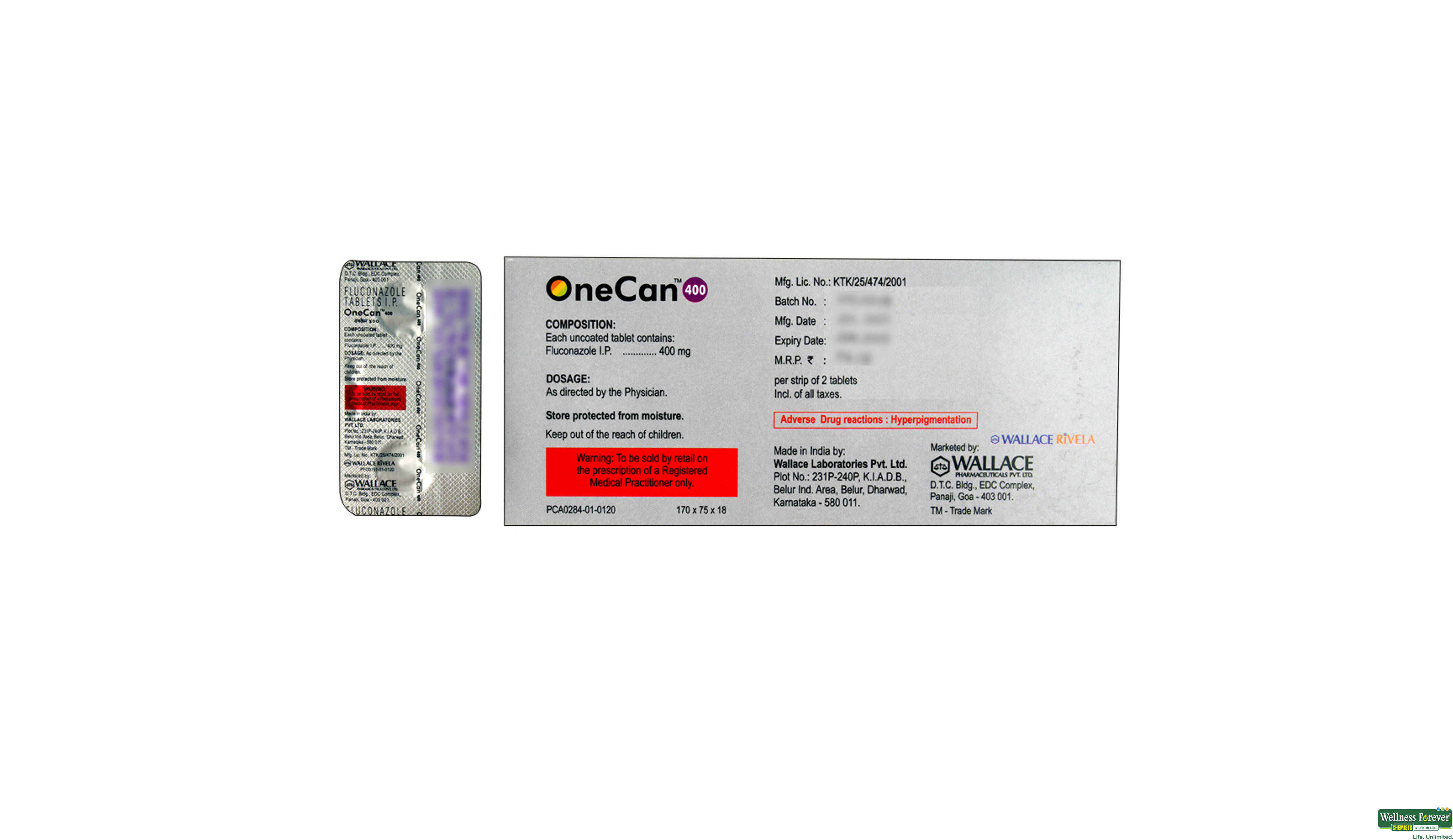 ONECAN 400MG 2TAB- 2, 2TAB, 