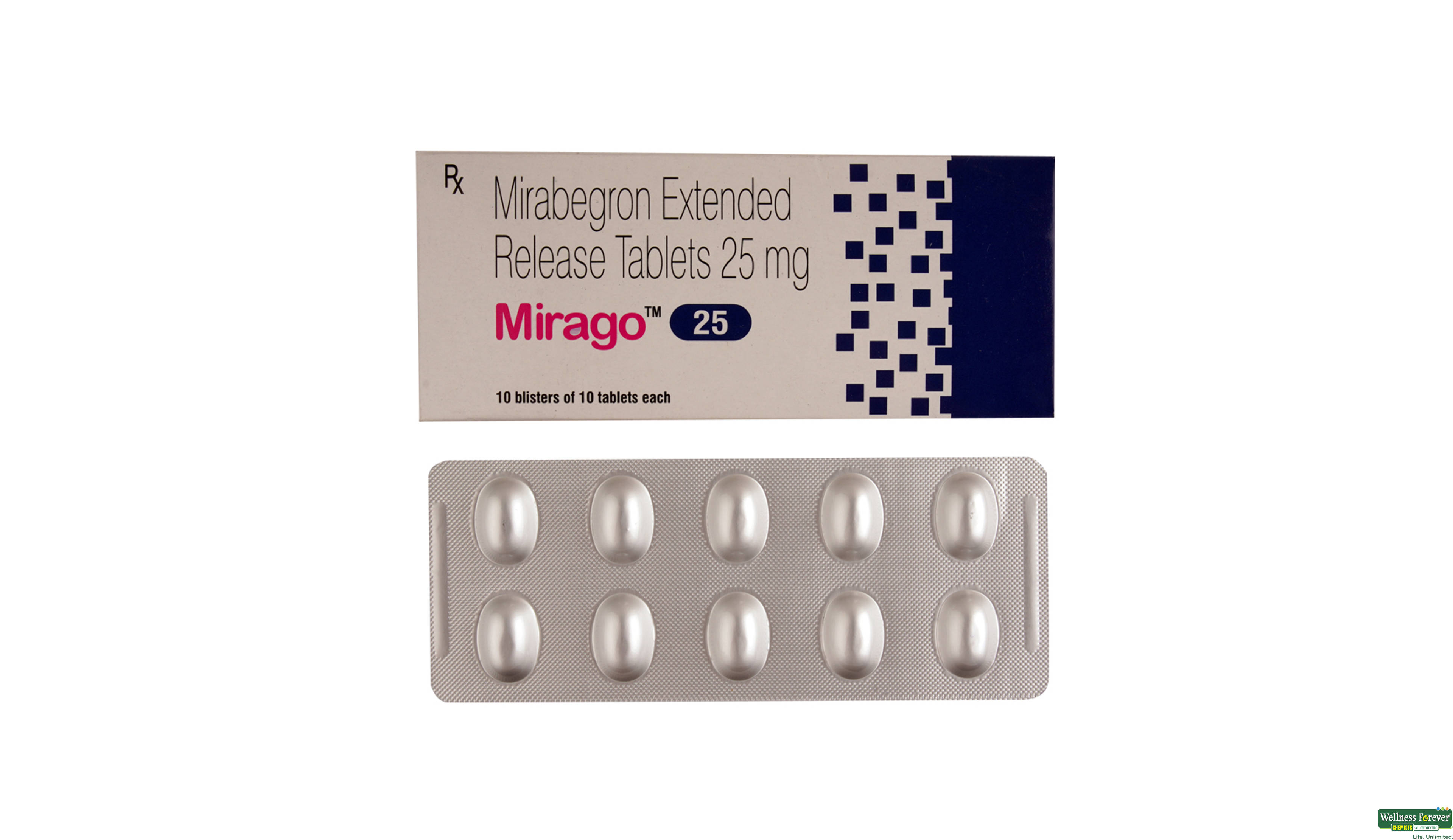 MIRAGO 25MG 10TAB- 1, 10TAB, 