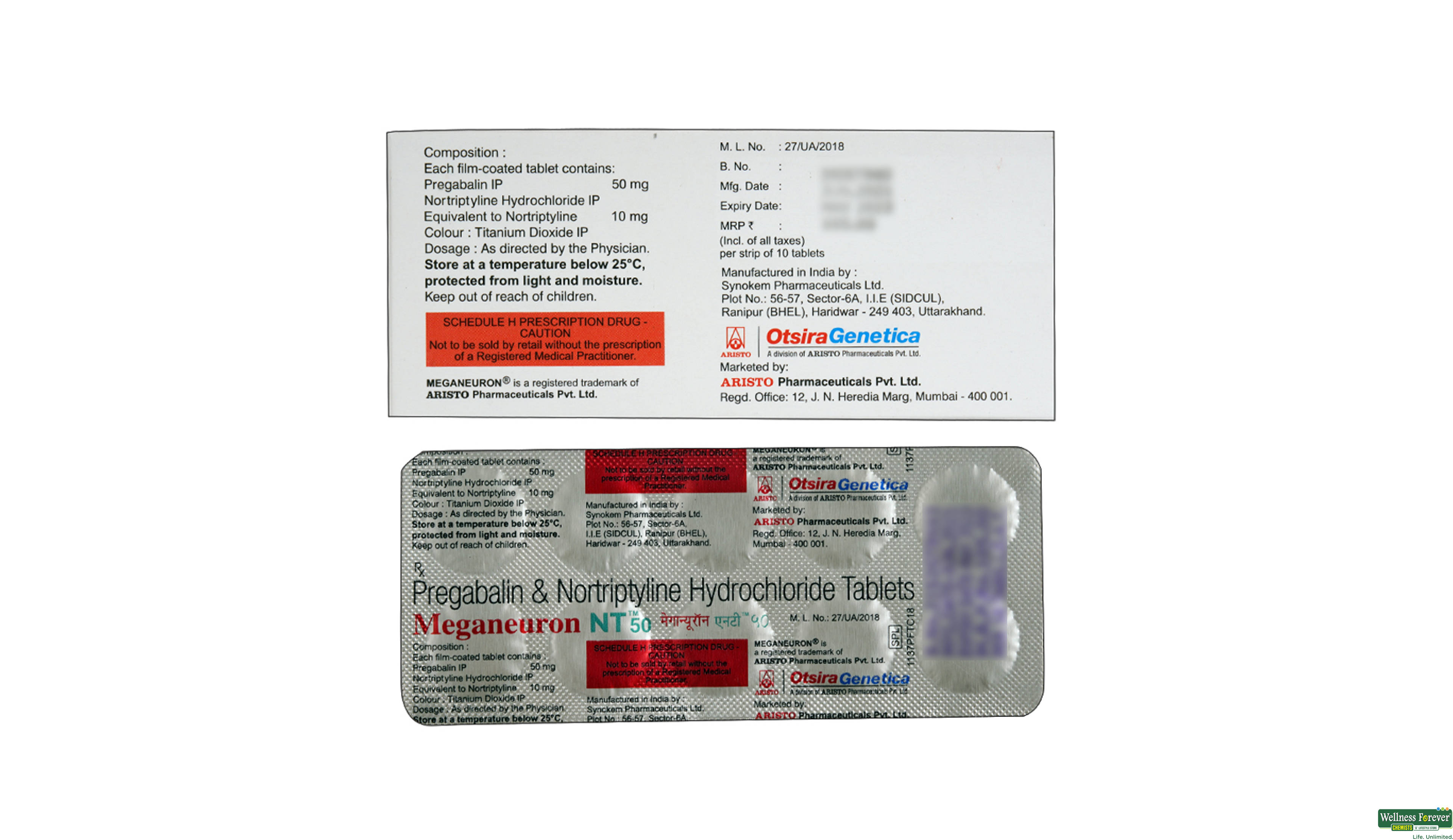MEGANEURON-NT 50MG 10TAB- 2, 10TAB, 