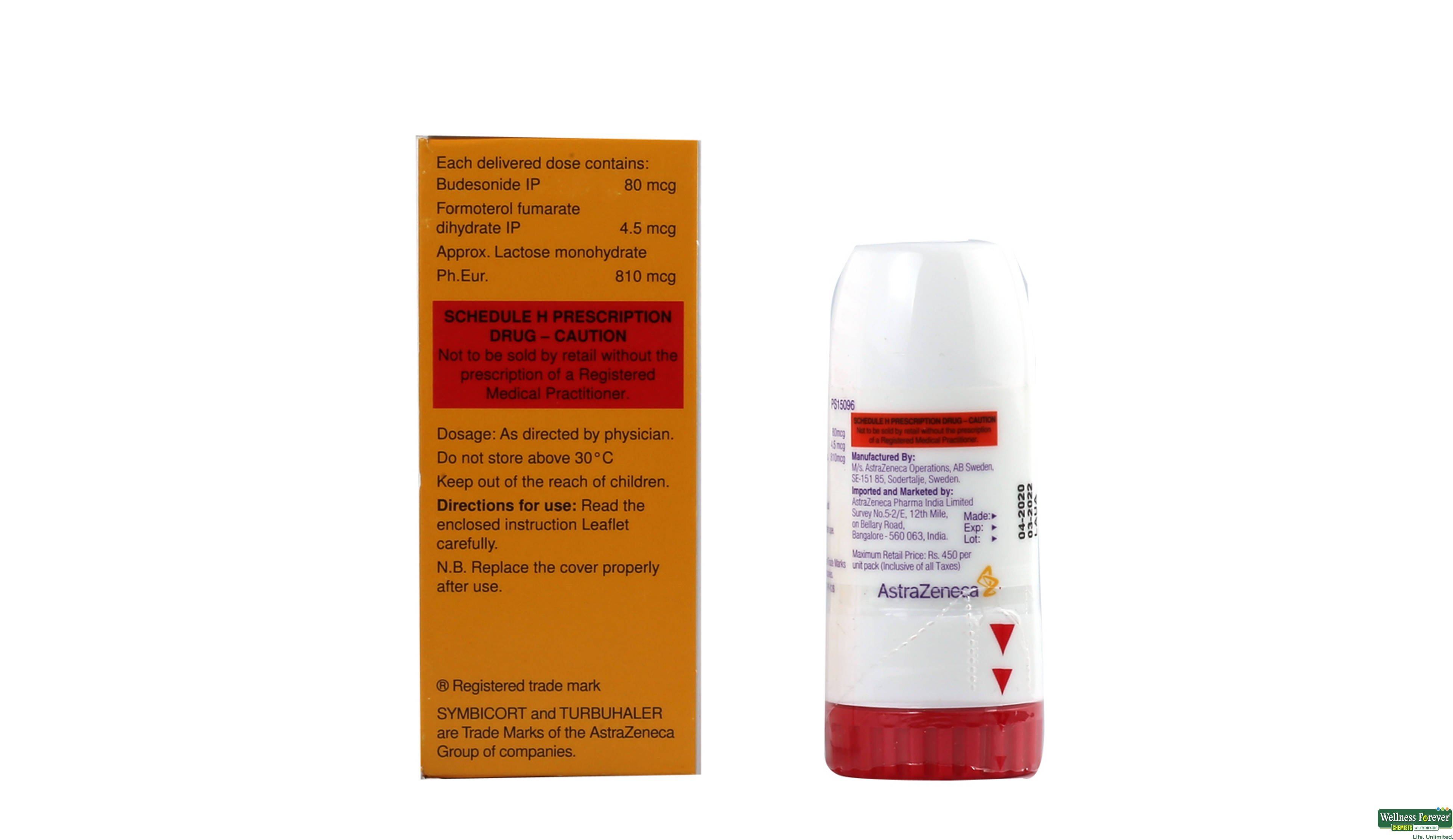 SYMBICORT TURBUHALER 80/4.5MCG INHALER- 2, 1PC, null