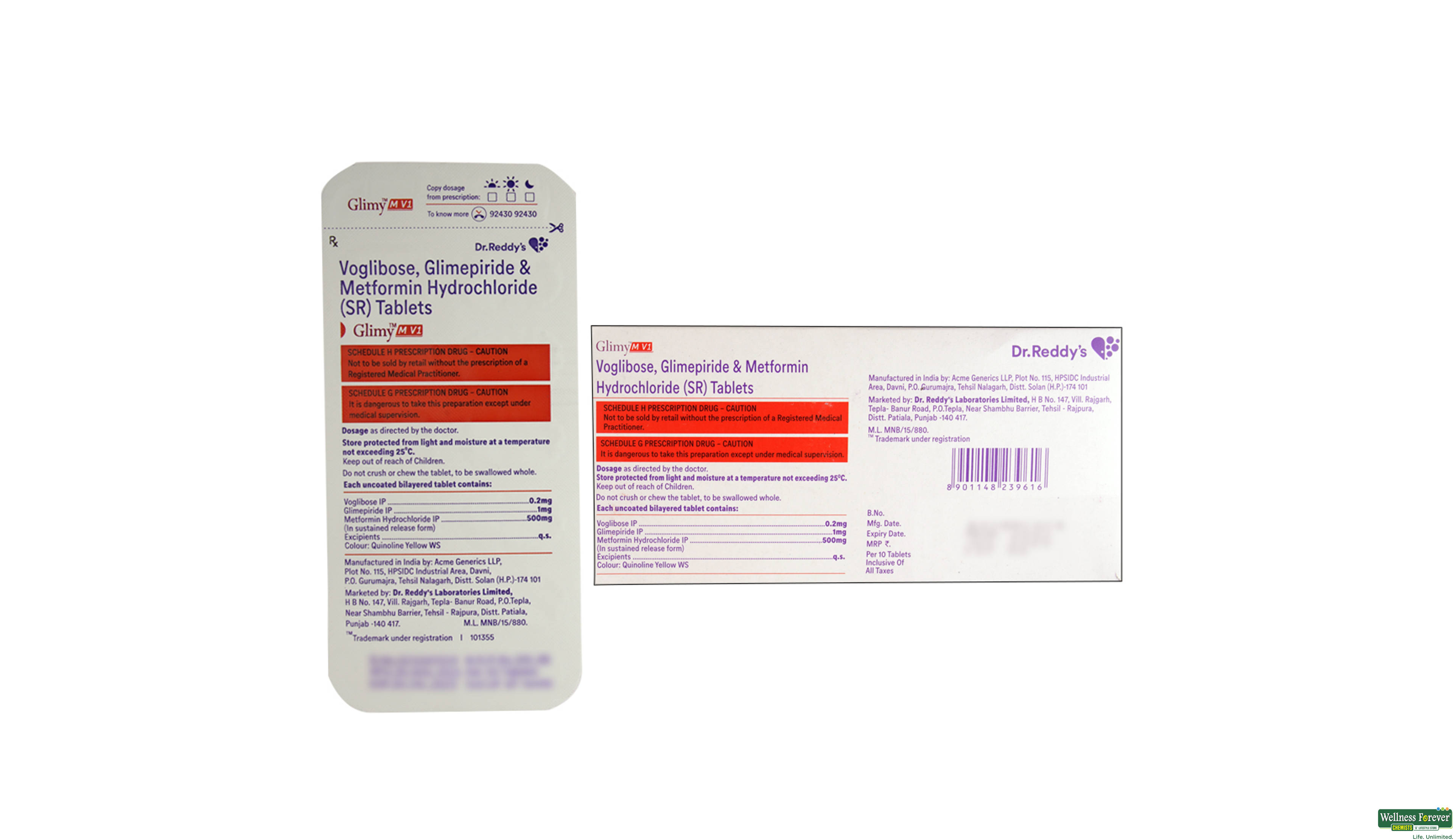 GLIMY-MV 1MG 10TAB- 2, 10TAB, 