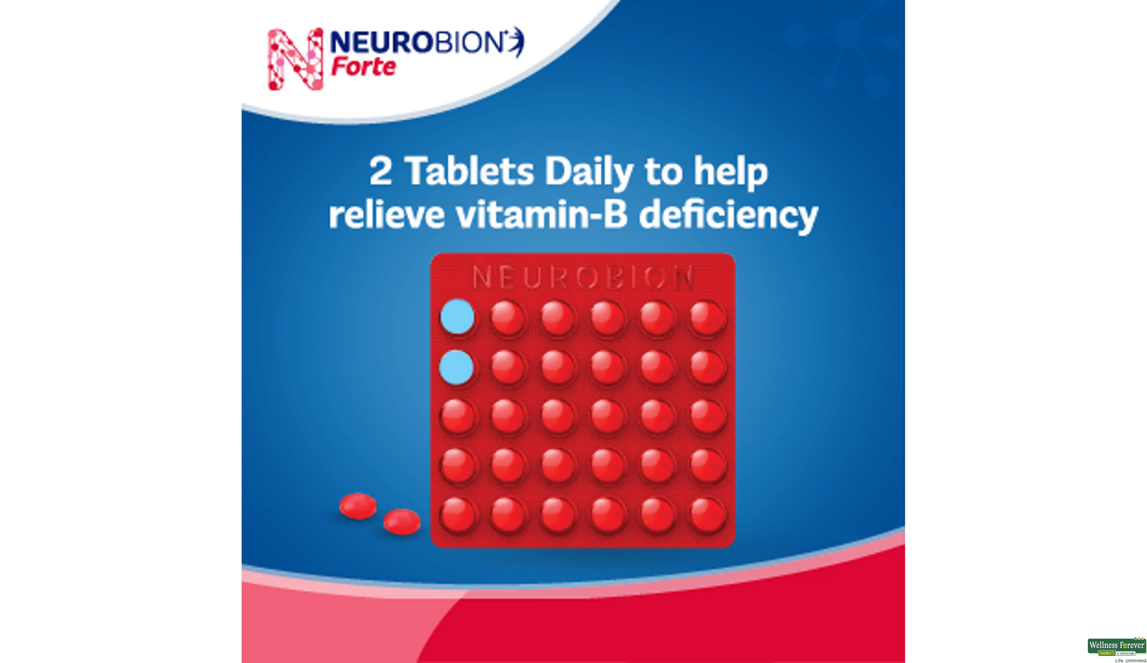 NEUROBION-FORTE 30TAB- 7, 30TAB, •Supports the health of nerves, skin, and hair.
•Enhances the body’s metabolic function.
•Helps in the synthesis of red blood cells.
•Boosts energy and reduces fatigue.