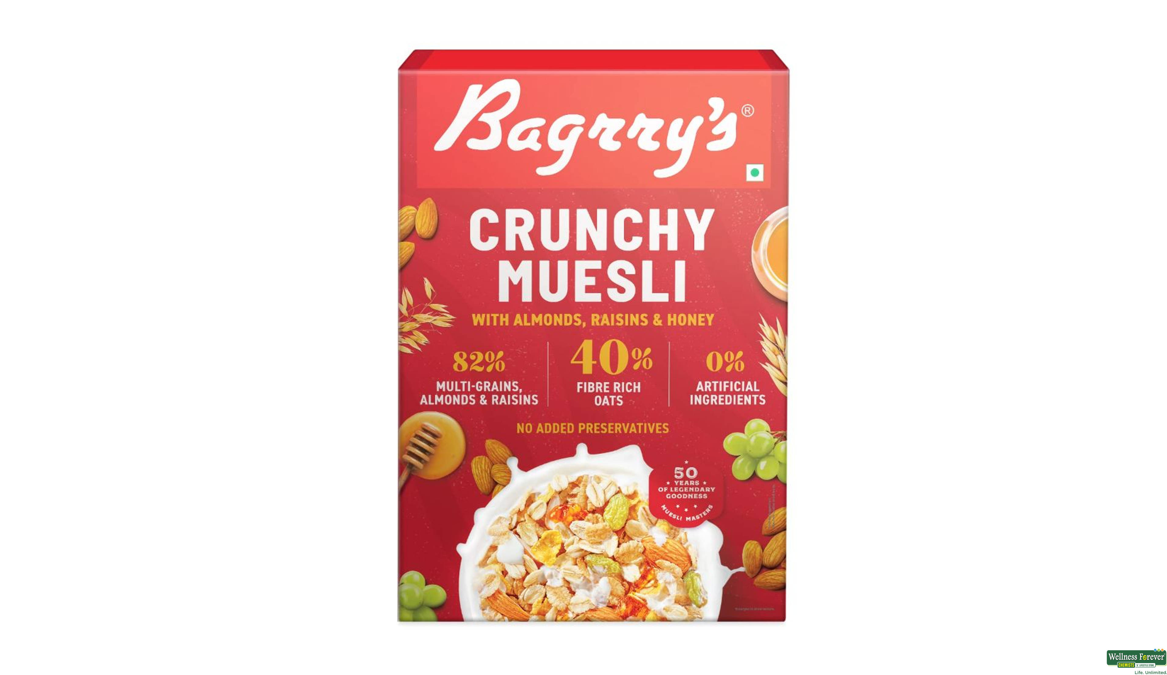 BAGR MUESLI CRUNCHY 500GM- 1, 500GM, 