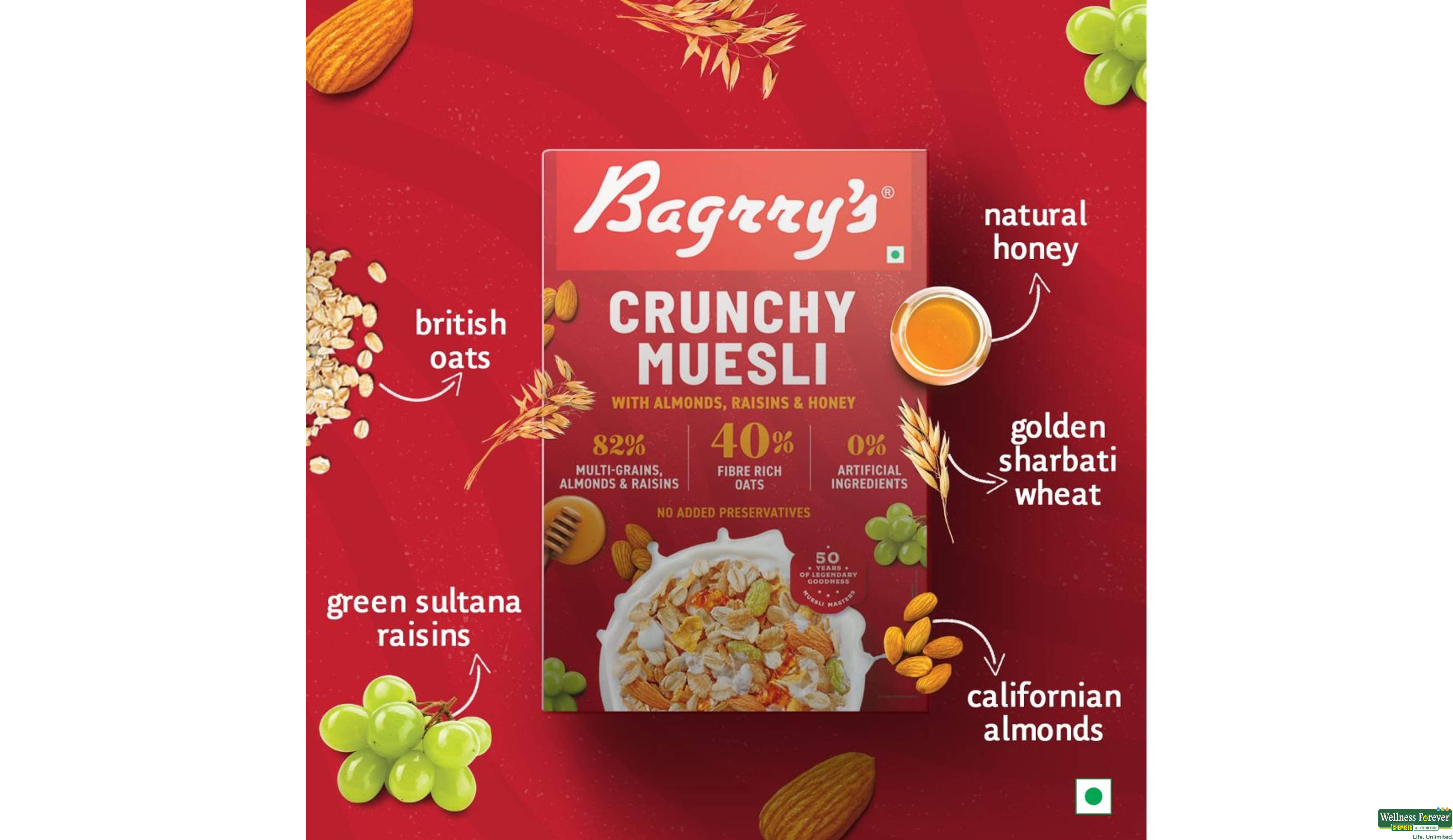 BAGR MUESLI CRUNCHY 500GM- 3, 500GM, 