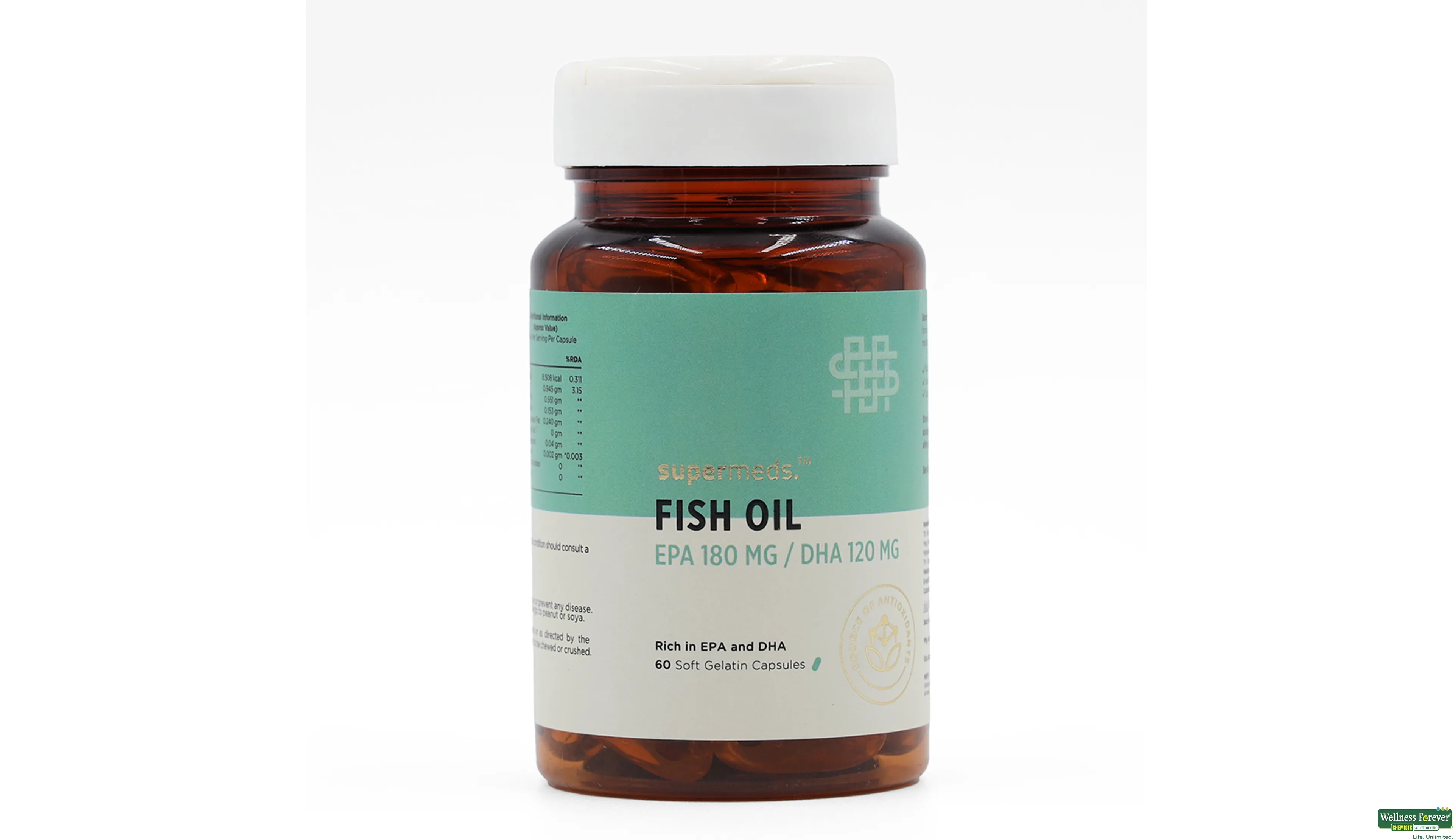 SUPERMEDS FISH OIL 1000MG 60CAP- 1, 60CAP, 