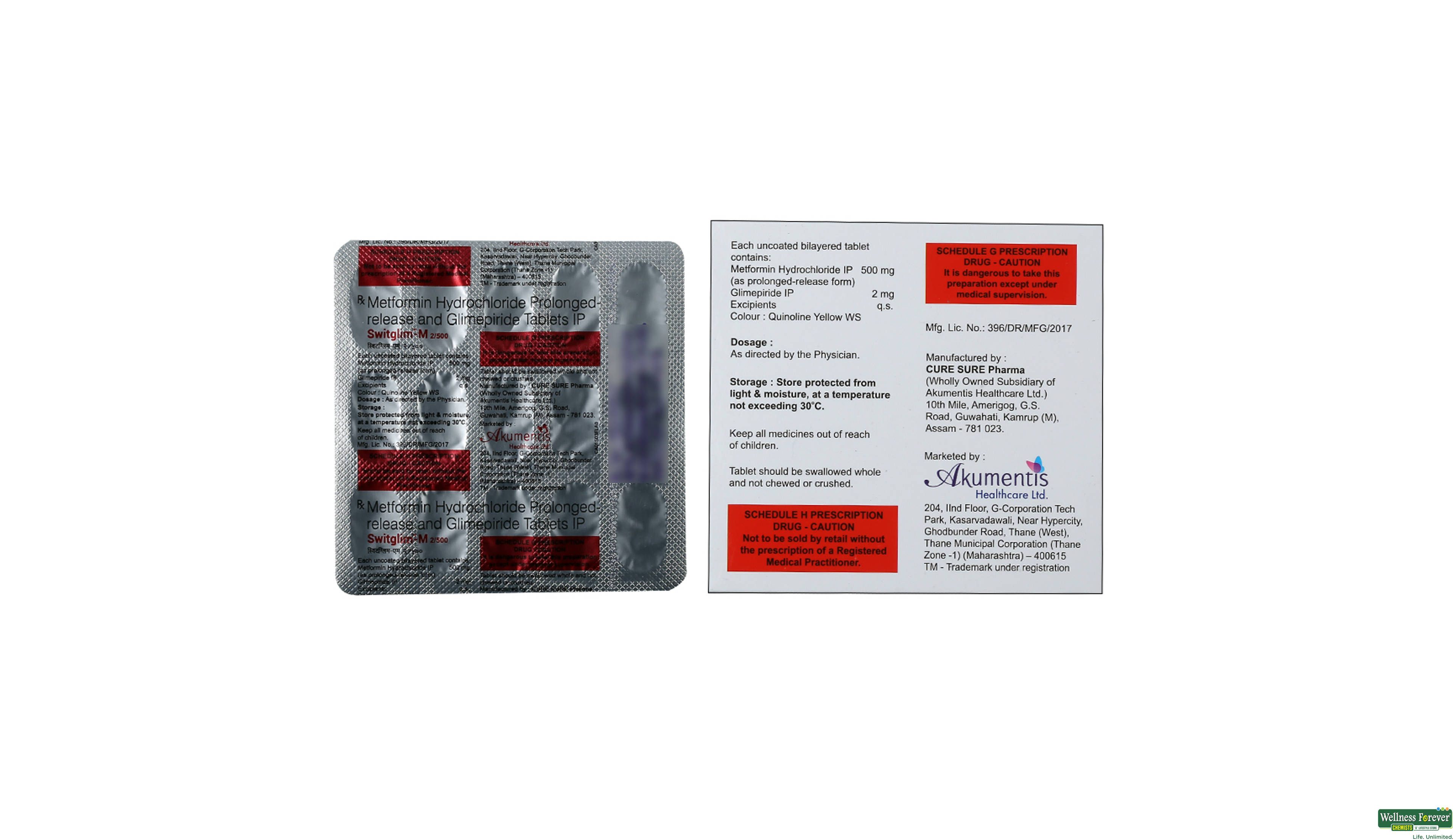 SWITGLIM-M 2/500MG 15TAB- 2, 15TAB, 