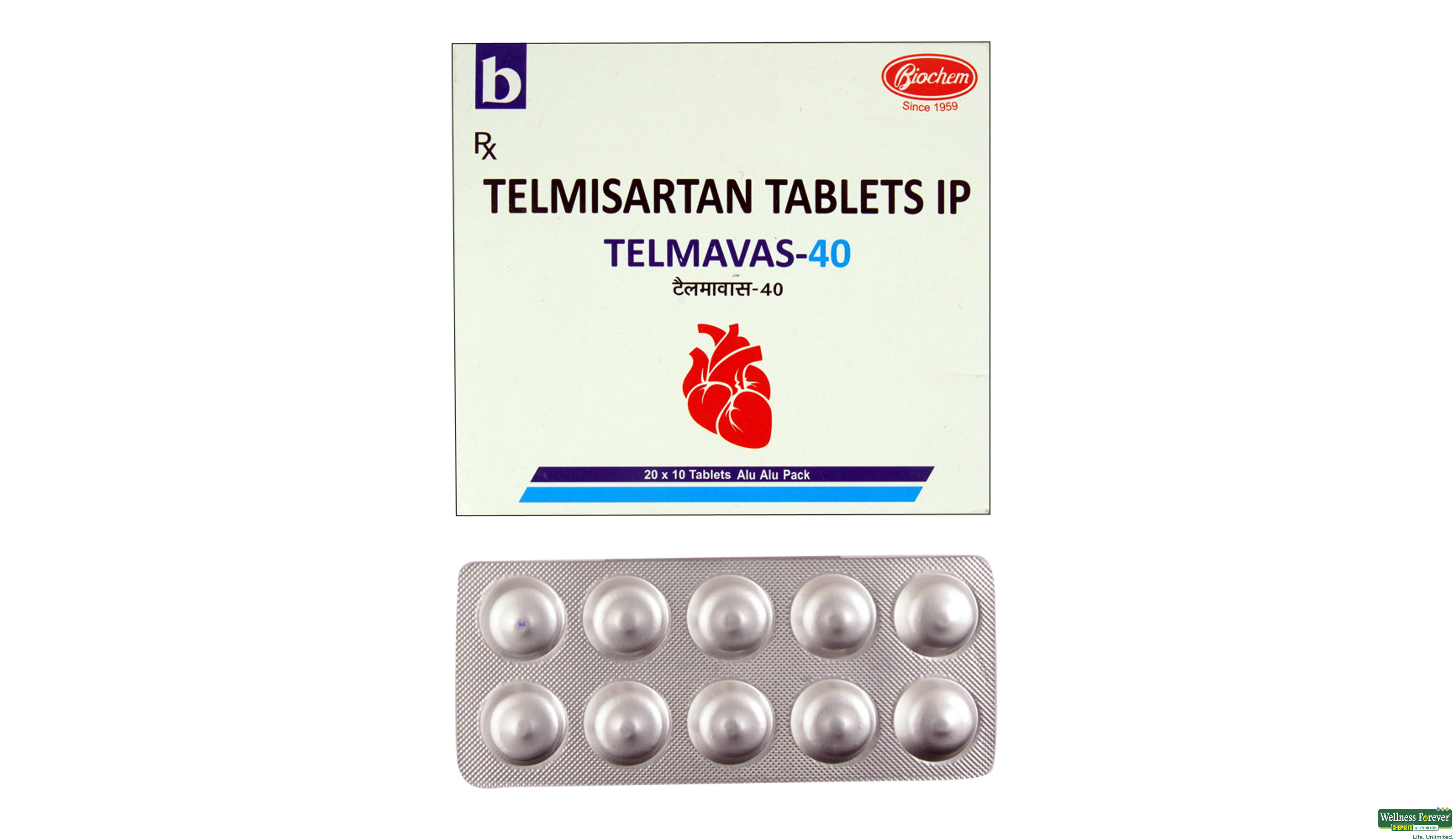 TELMAVAS 40MG 10TAB- 1, 10TAB, 