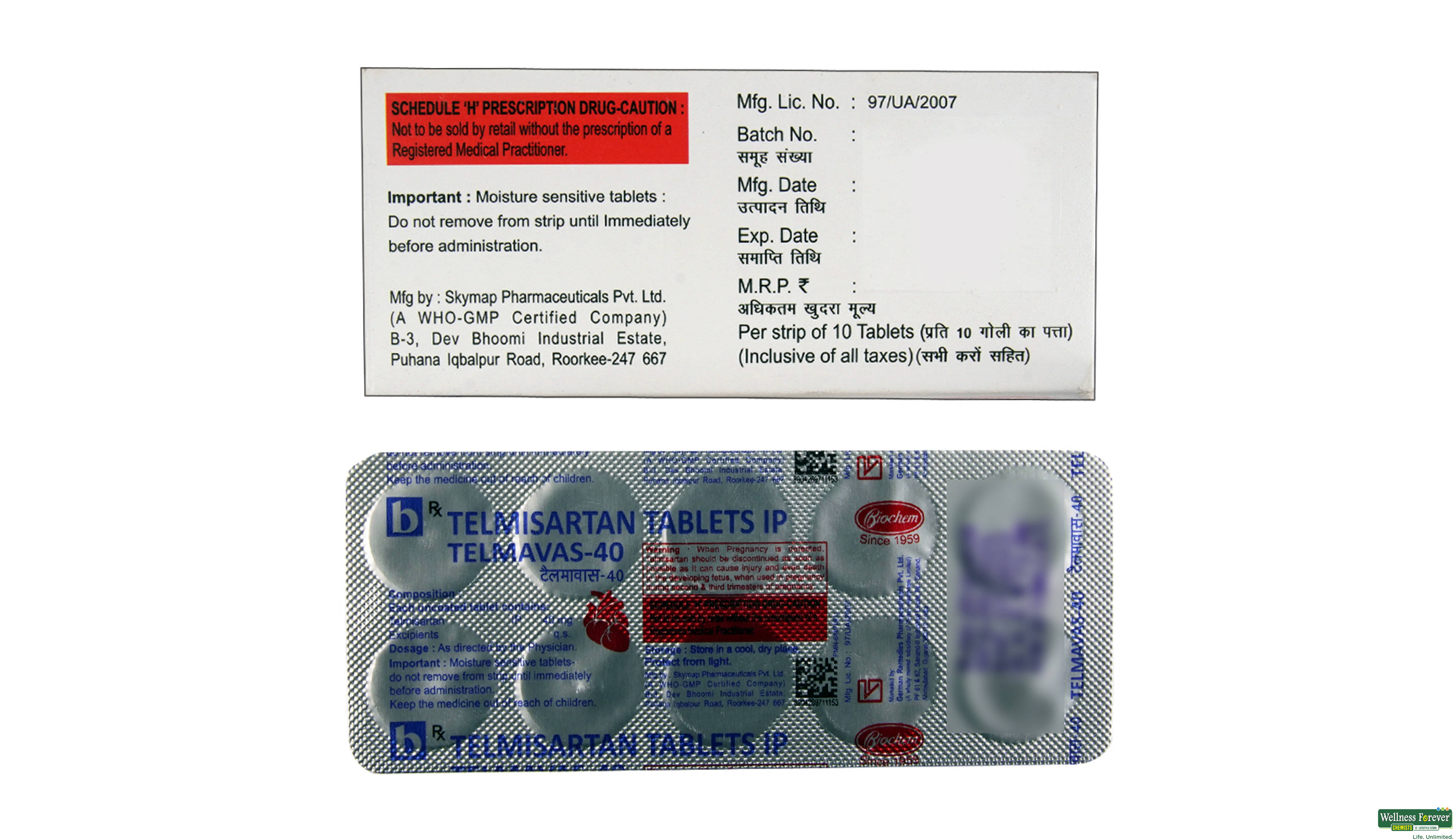 TELMAVAS 40MG 10TAB- 2, 10TAB, 