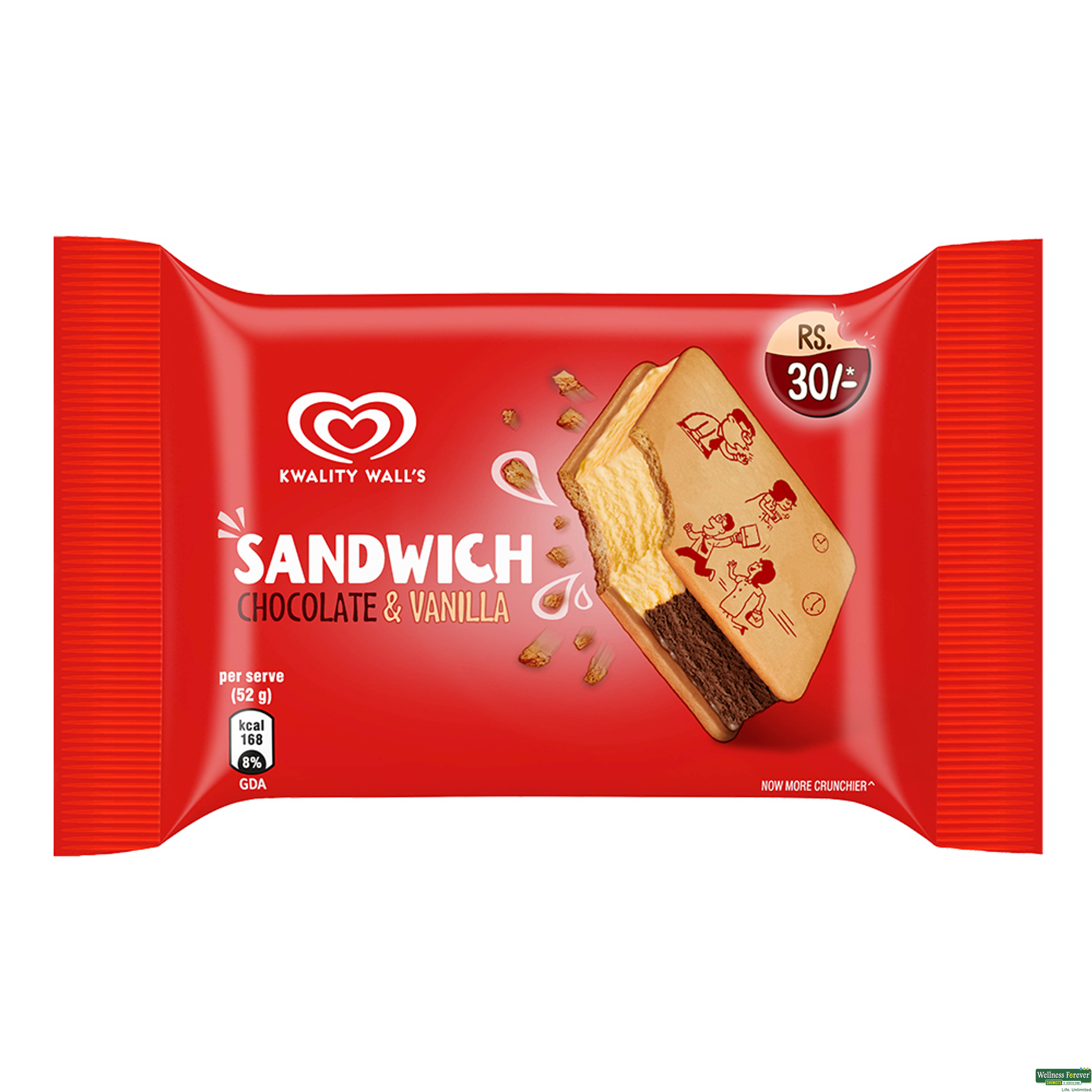 Kwality Wall's Sandwich Ice Cream Chocolate & Vanilla, 90 ml-image