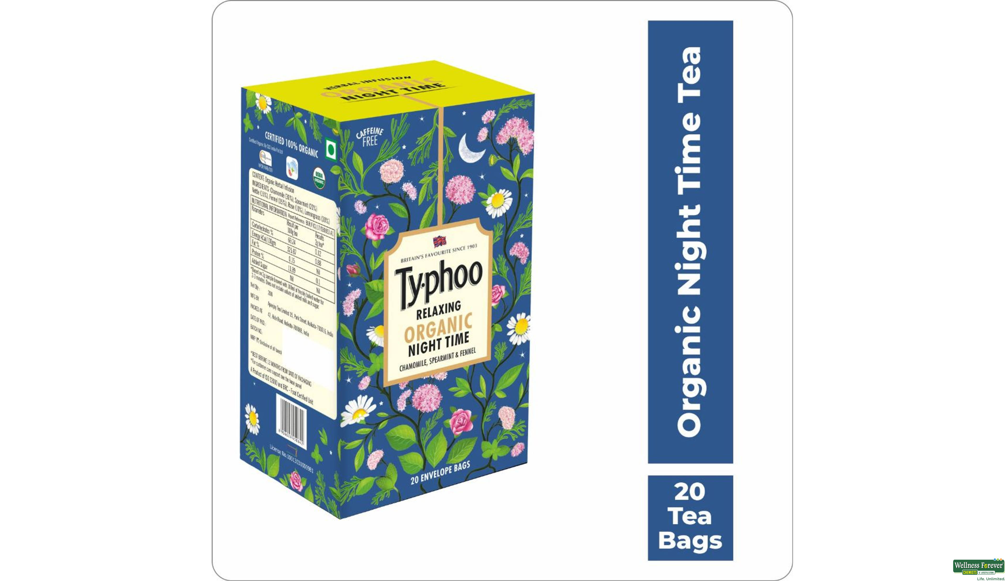 TY-PHOO TEA ORGANIC NIGHT TIME 20BAGS- 1, 20BAGS, null