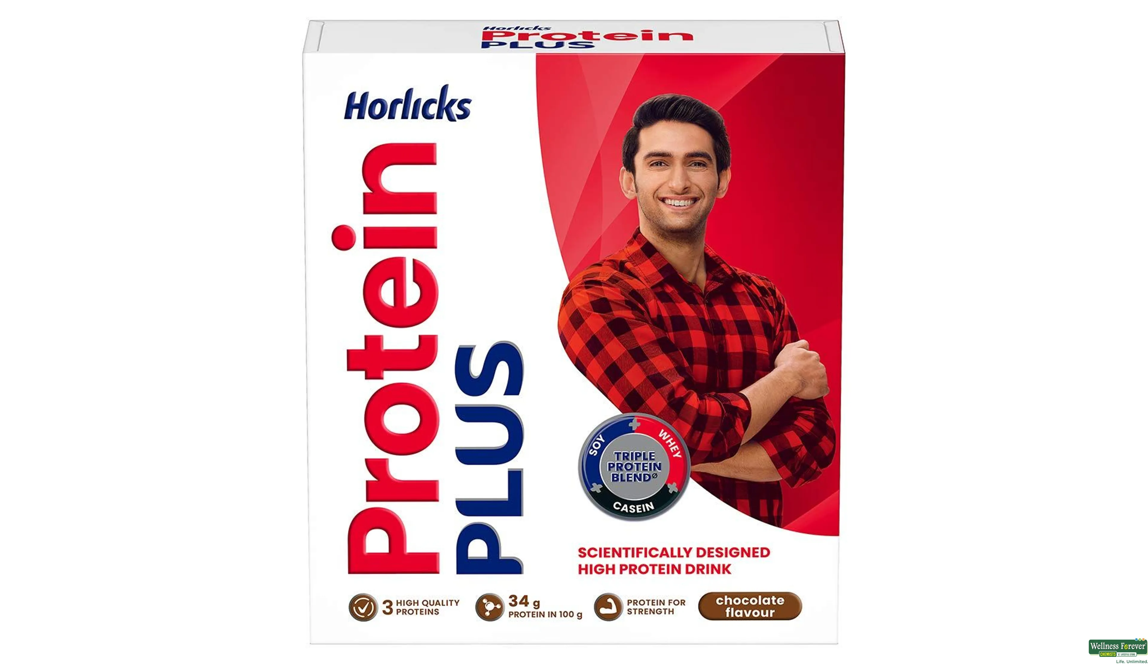 Horlicks Protein Plus Vanilla Protein Drink for Adults, 400g Container, Whey, Soy & Casein Blend - High protein powder