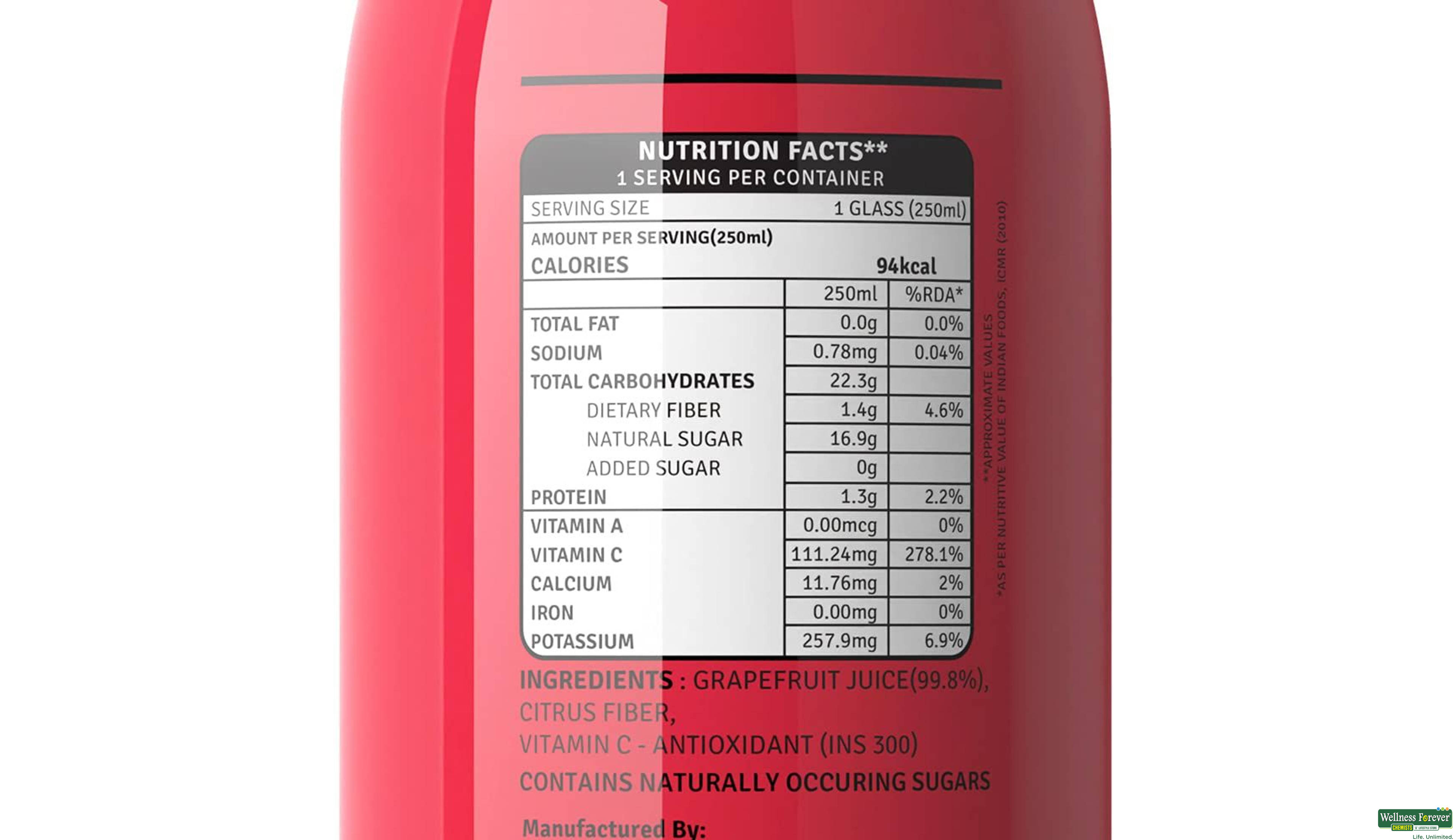 RAW COLD PRESSED JUICE GRAPEFRUIT 250ML- 4, 250ML, null