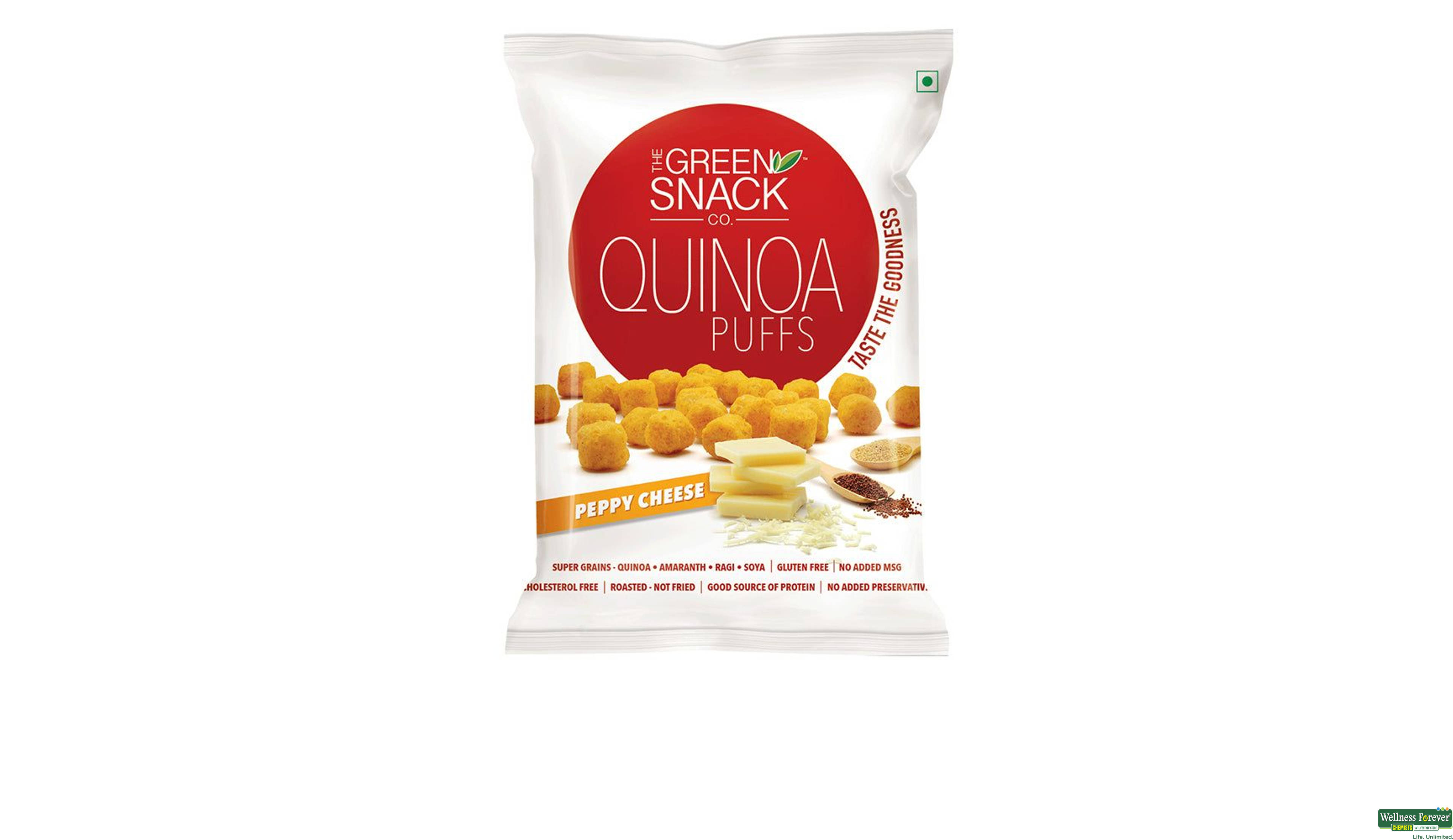 GREEN SNACK QUINOA PUFFS CHEESE 50GM- 1, 50GM, 