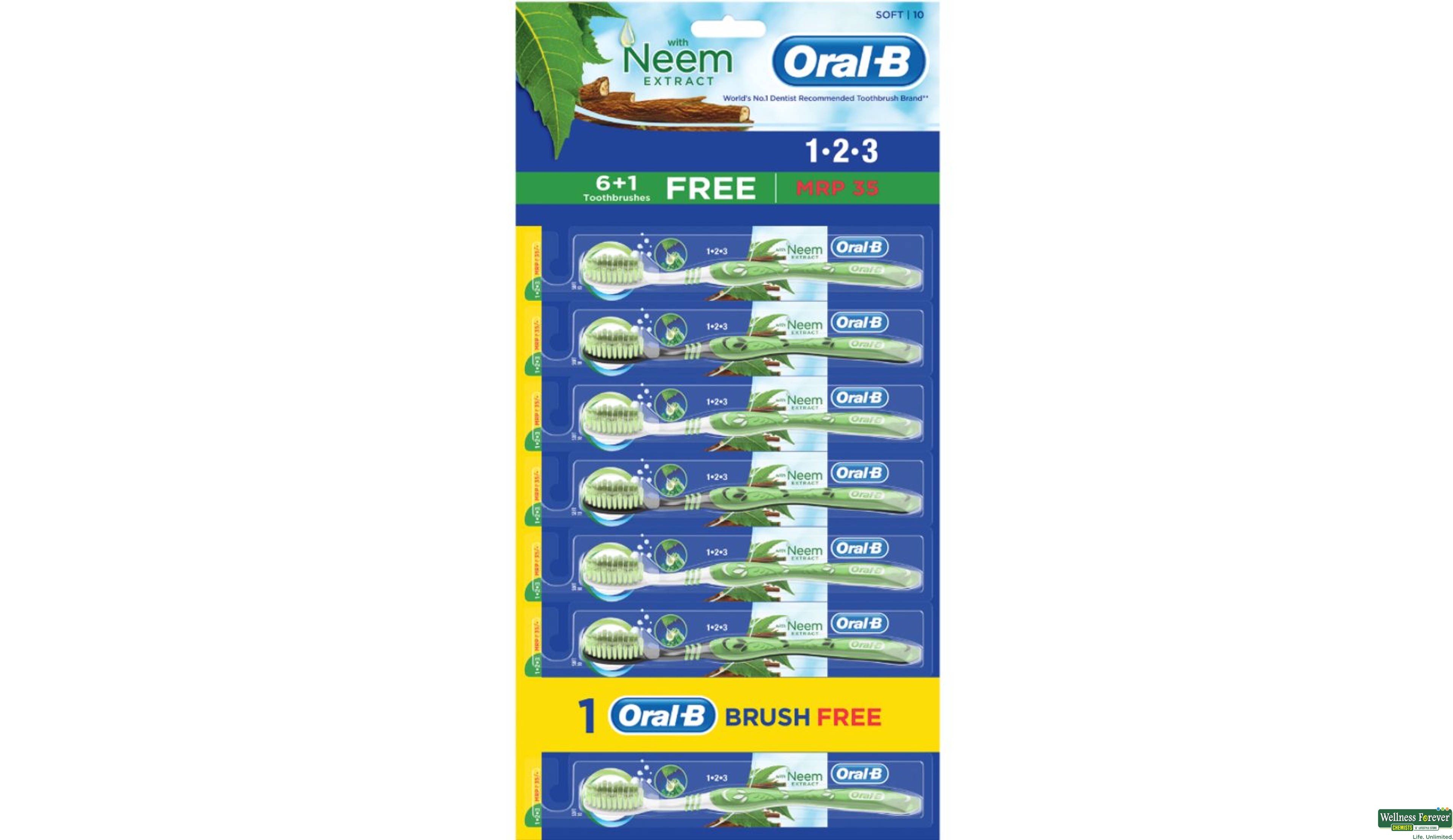 ORAL B T/BRUSH 123 NEEM EXTRACT M 1PC- 1, 1PC, 