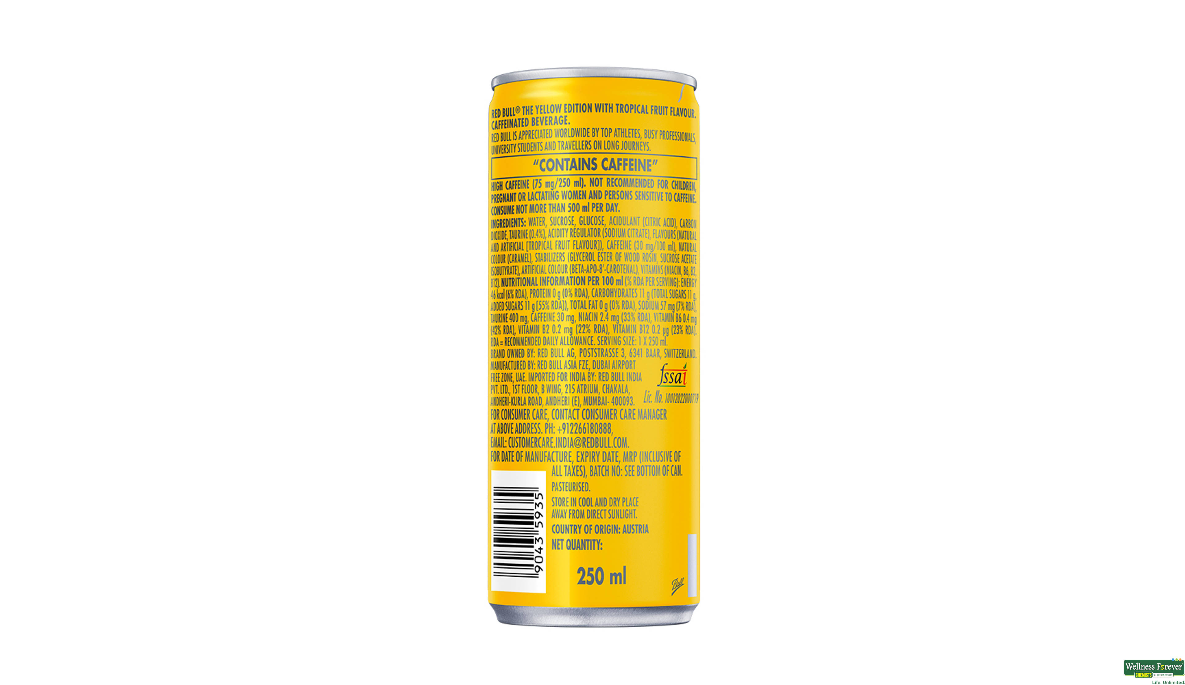 RED BULL ENERGY DRINK YELLOW EDITION 250ML- 2, 250ML, null