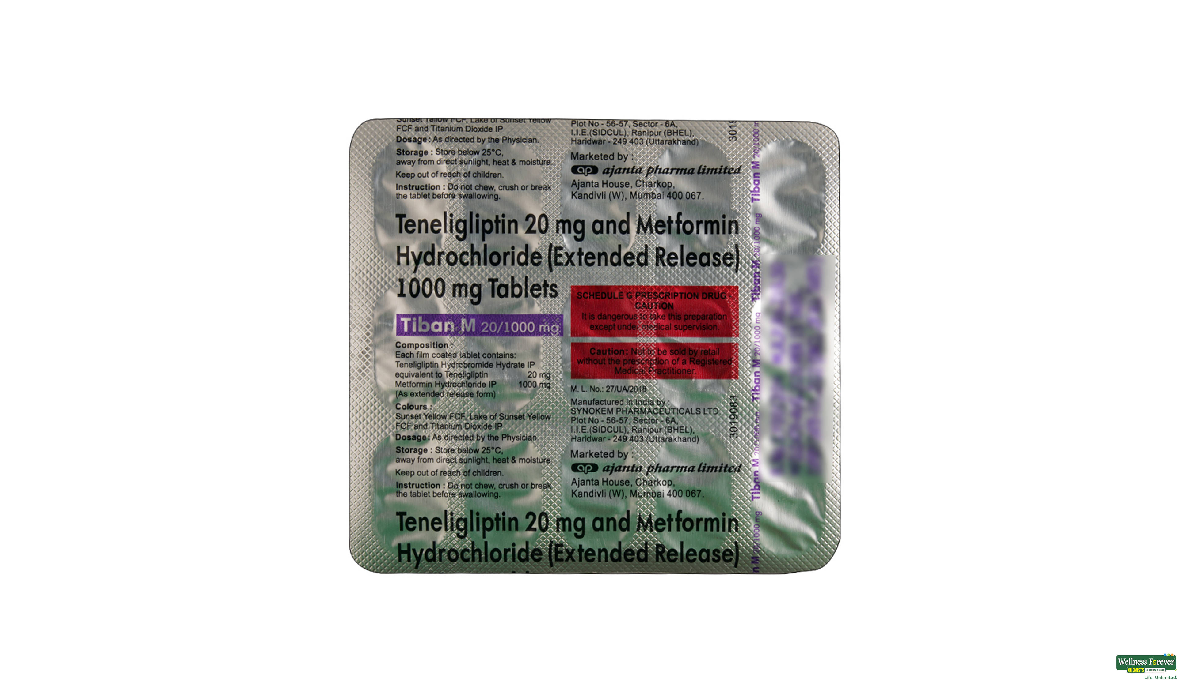 TIBAN-M 20/1000MG 15TAB- 2, 15TAB, 