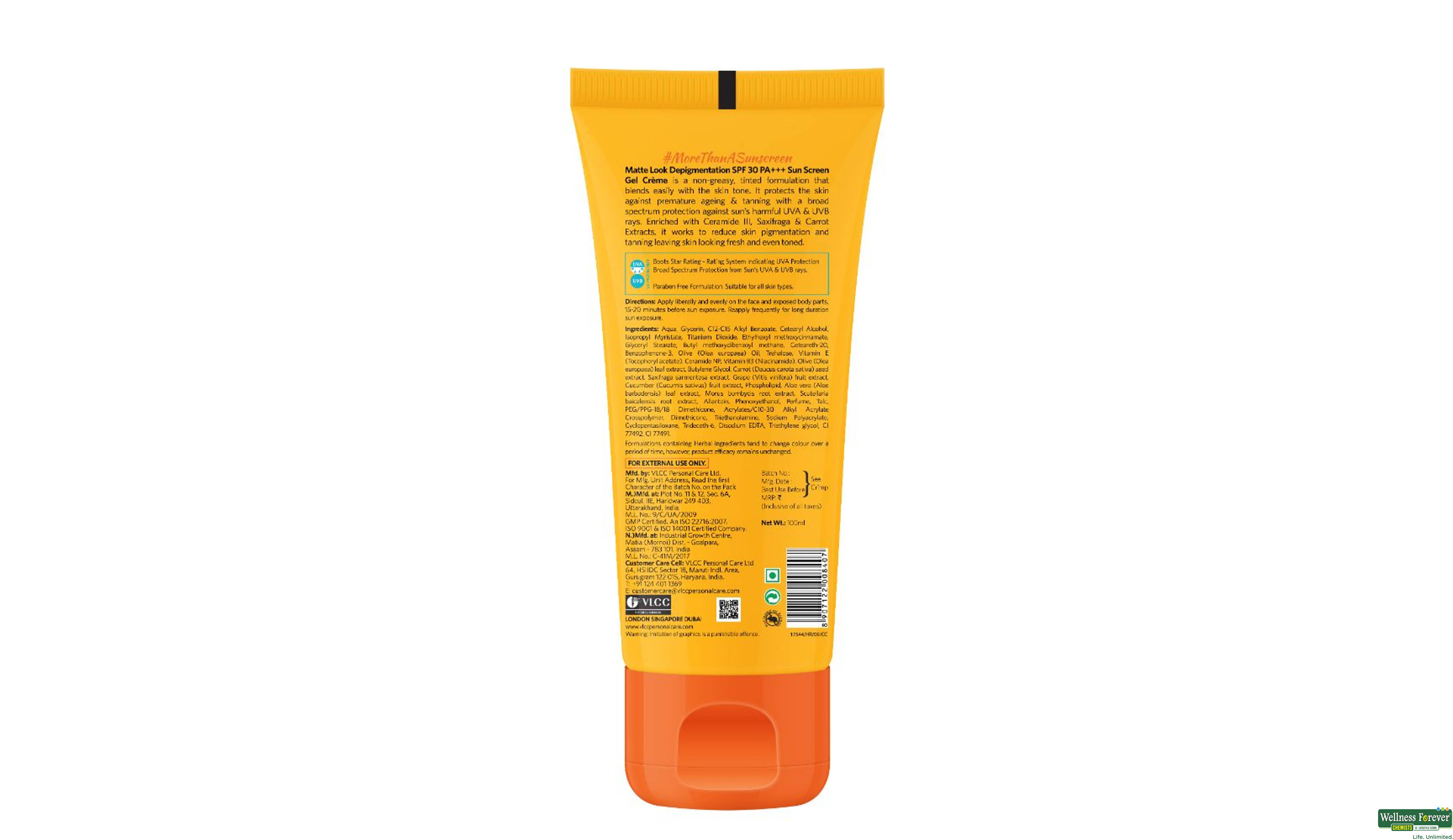 VLCC B/CRM MATTE LOOK DEPI SUN SPF30 100GM- 2, 100GM, null