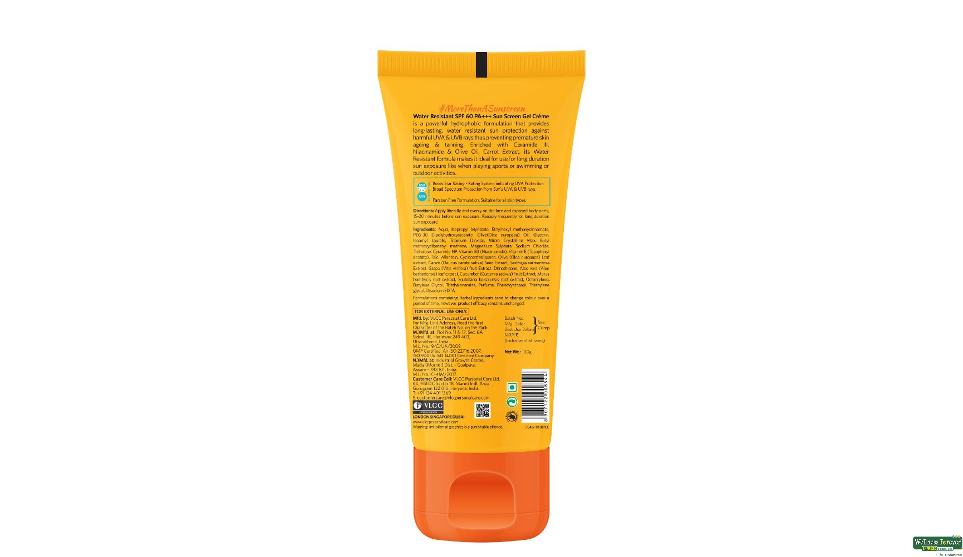 VLCC B/GEL WATER RESISTANT SCREEN SPF60 100GM- 2, 100GM, null