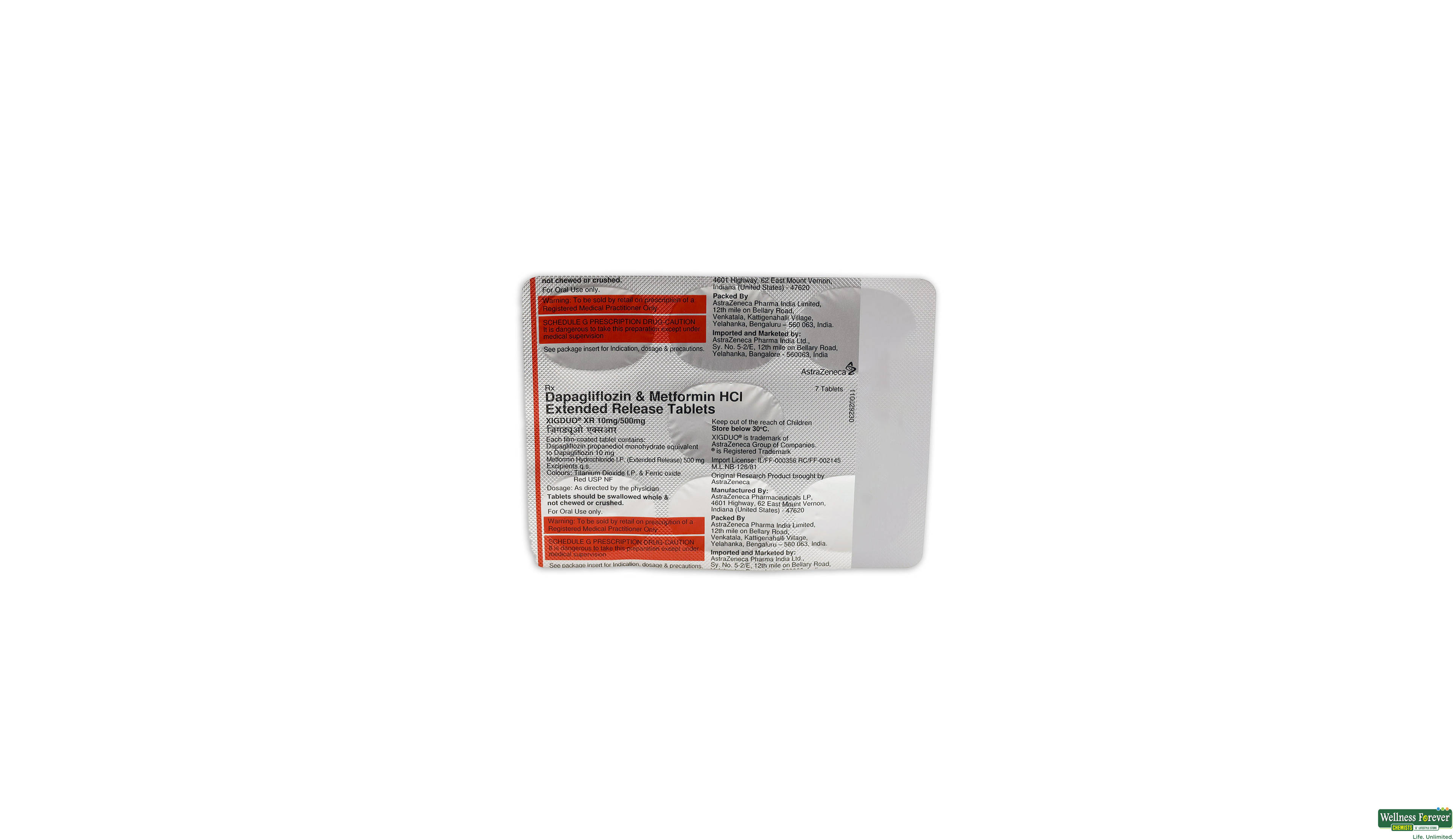 XIGDUO-XR 10/500MG 7TAB- 1, 7TAB, 