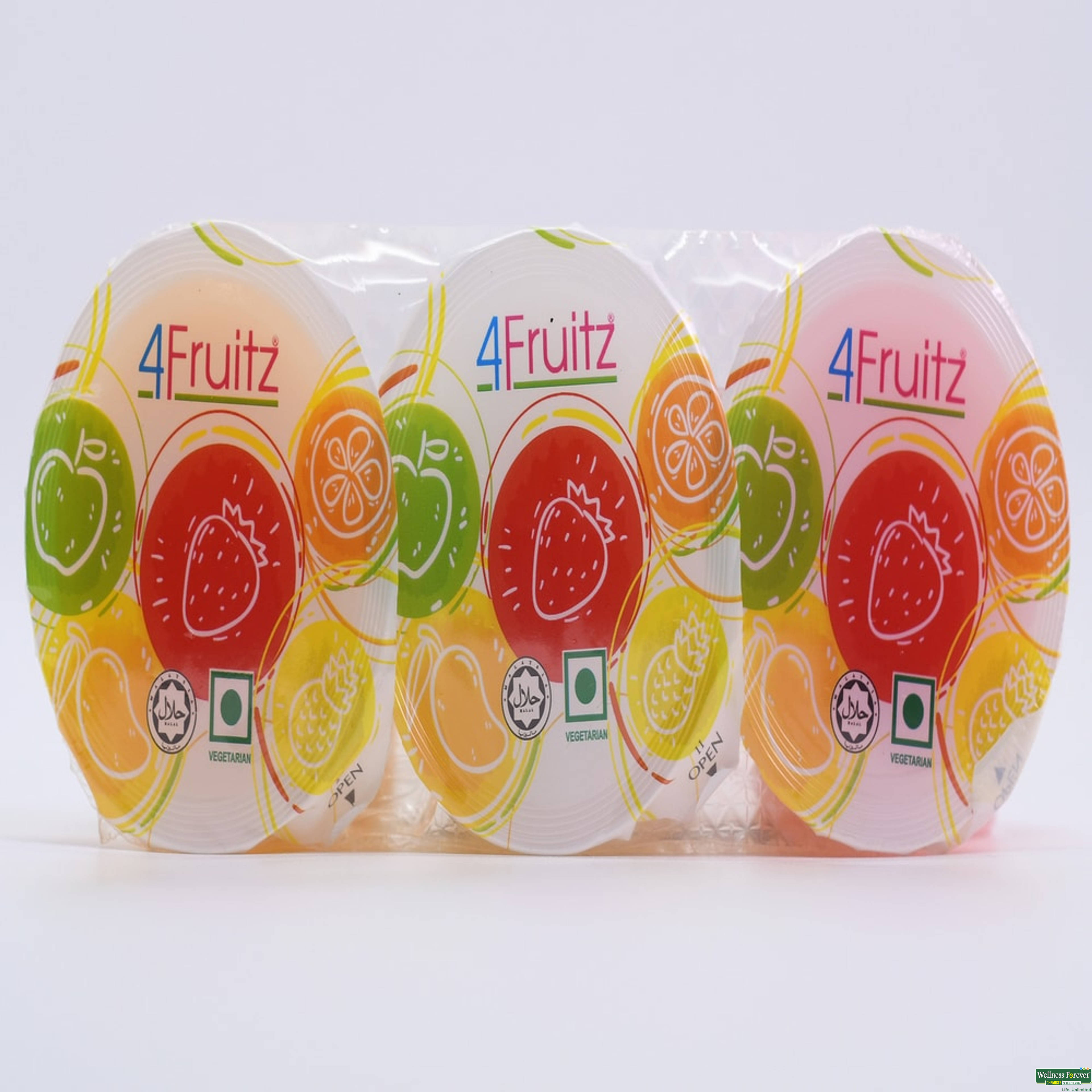 4Fruitz Assorted Pudding Jelly, 3 Cups, 240 g-image