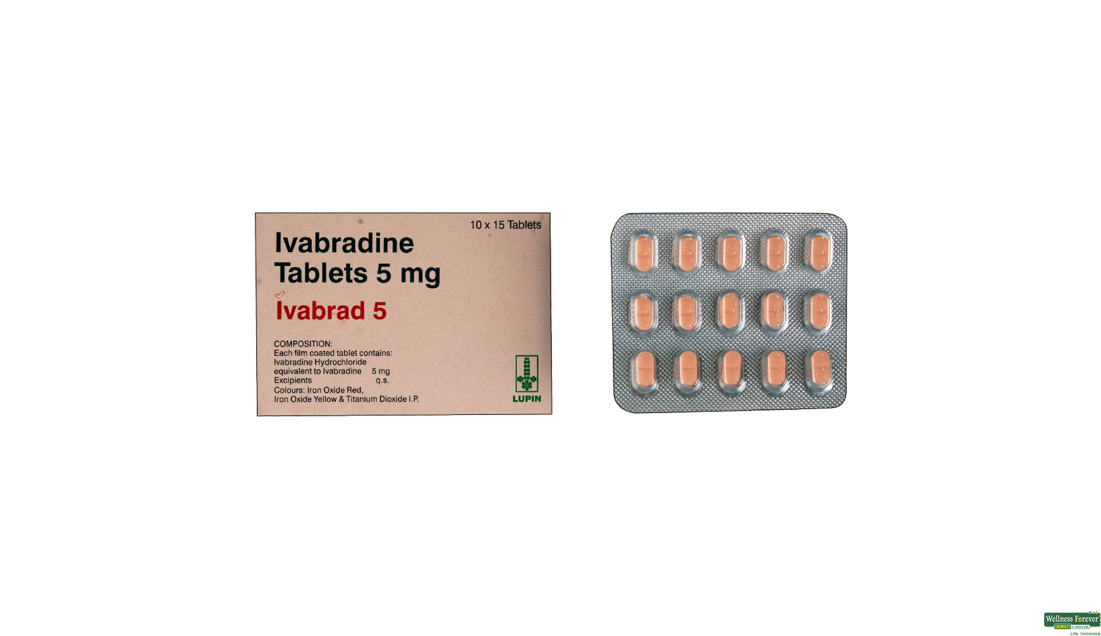 IVABRAD 5MG 15TAB- 1, 15TAB, •Heart Rate Control: Helps keep your heart rate in a safe range, preventing it from working too hard.

•Eases Symptoms: Helps lessen common discomforts like shortness of breath and tiredness from heart conditions.

•Better Activity Levels: Makes it easier for you to stay active without feeling overwhelmed.