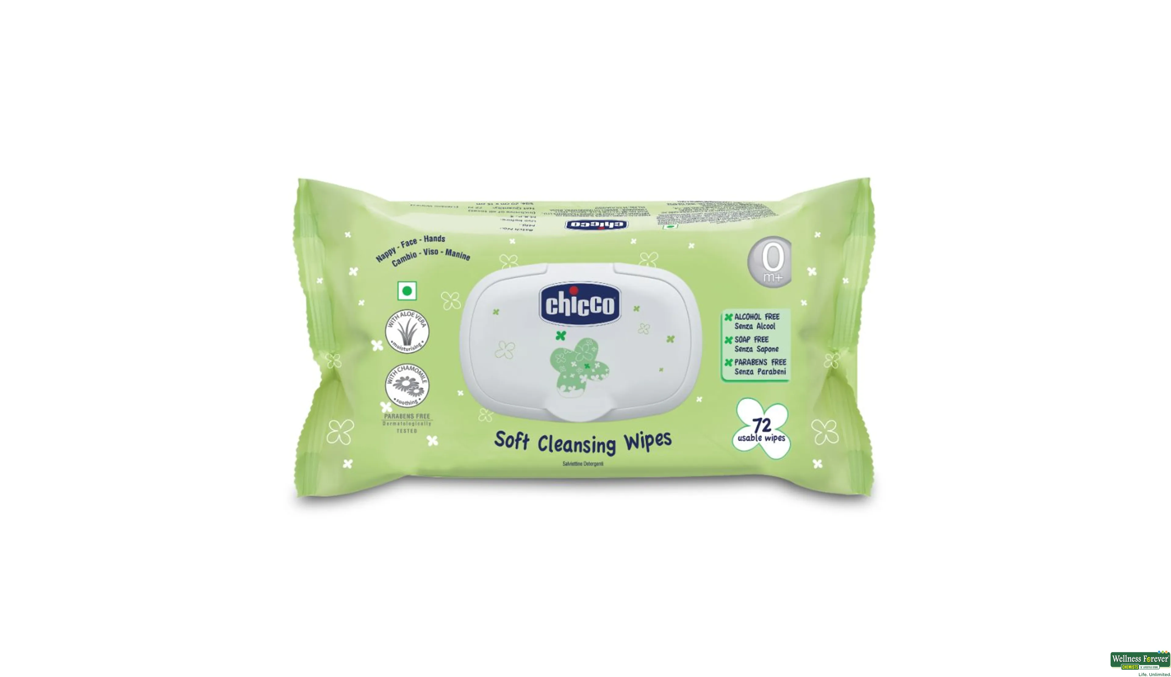 CHICCO BABY WIPES WITH FLIP 72PC- 1, 72PC, 