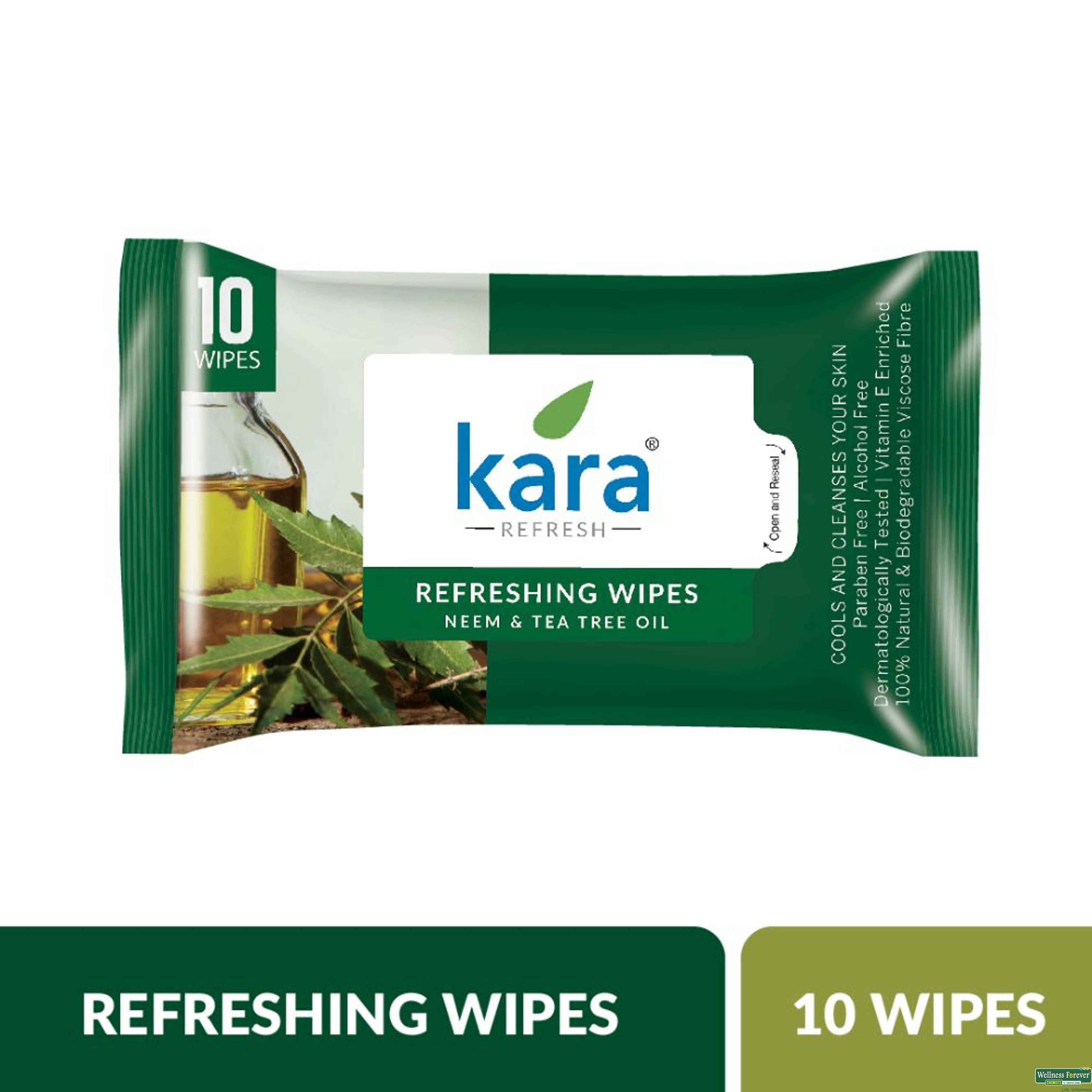 Kara Cleansing & Hydrating Neem and Tea Tree Refreshing Face Wipes, 10 wipes-image