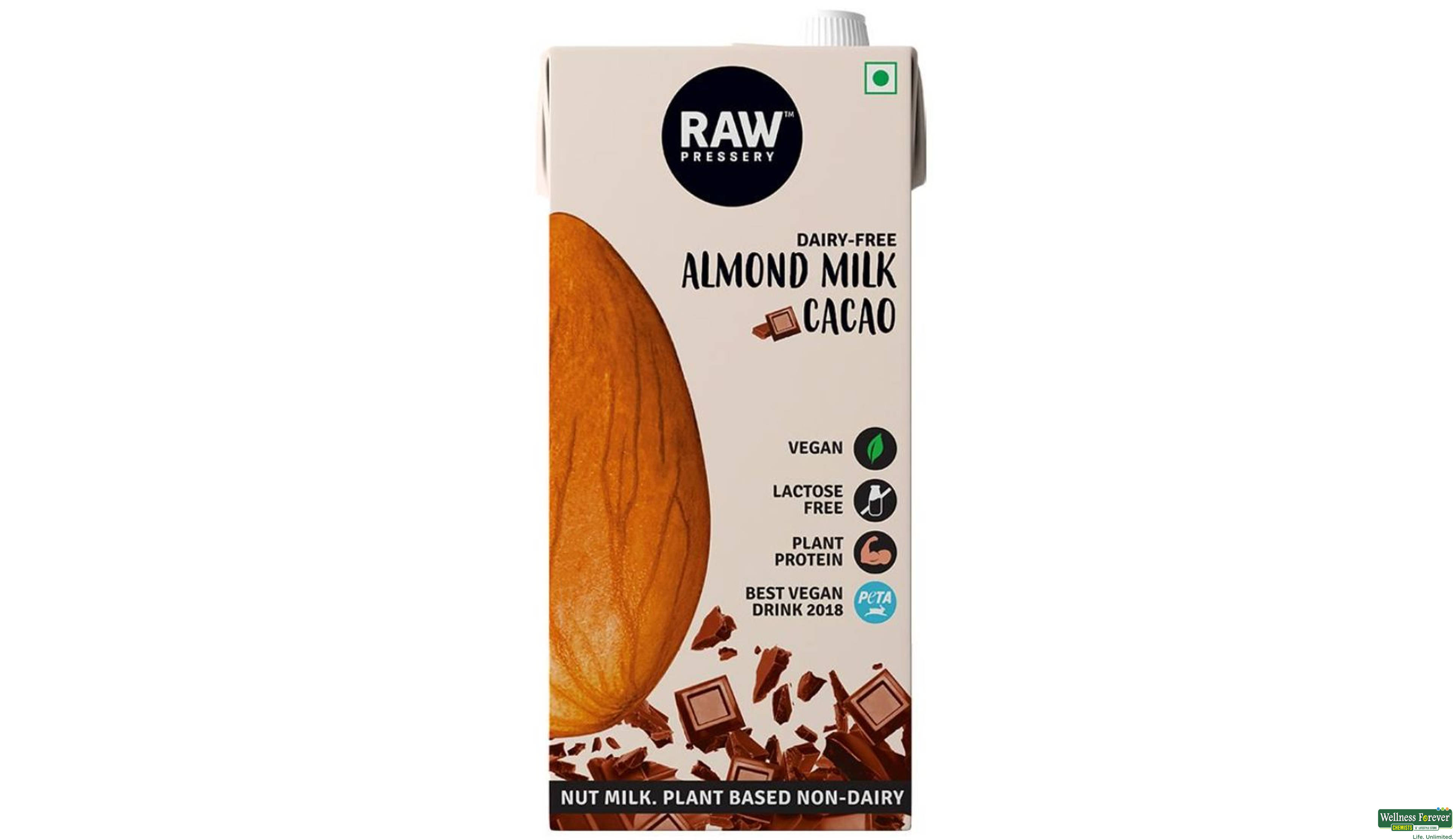 RAW PRESSERY ALMOND MILK CACAO 1LTR- 1, 1LTR, null