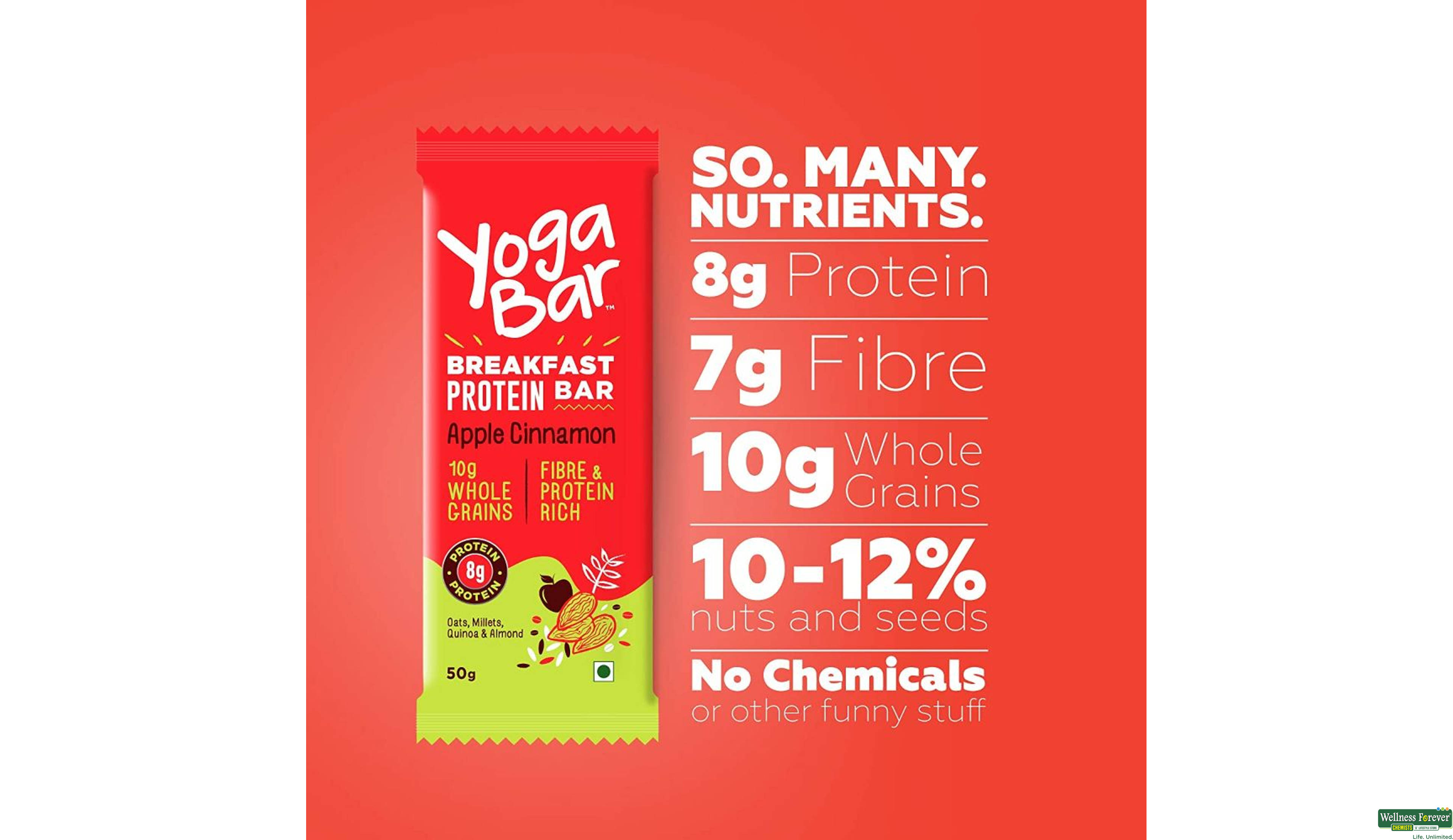 YOGA BAR B/FAST PROTEIN APPLE/CINNAMON 50GM- 5, 50GM, null