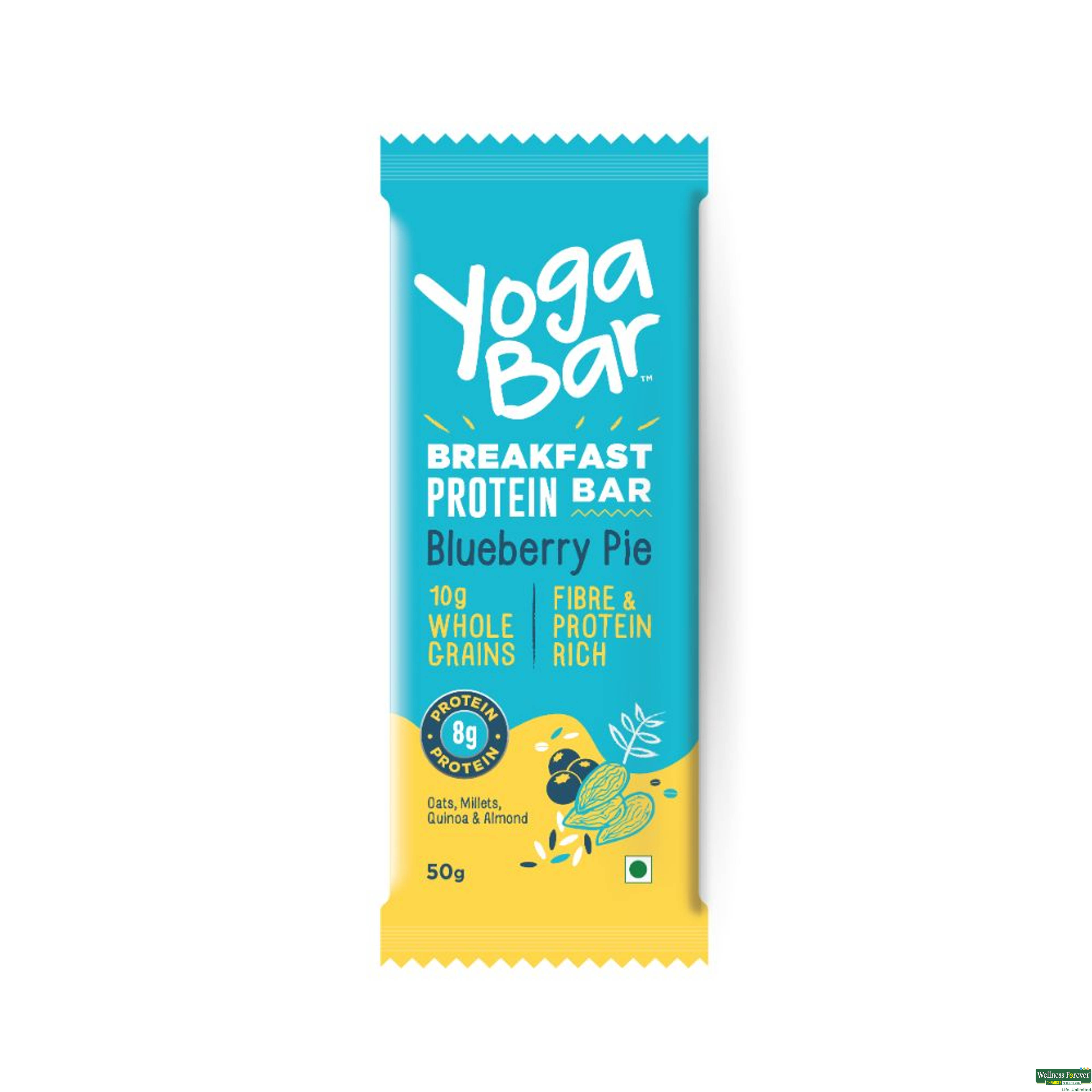 Yogabar Breakfast Blueberry Protein Bar, 50 g-image