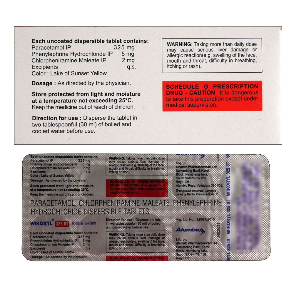 Buy Wikoryl 325DT 10 Tablets Online at Best Prices | Wellness Forever